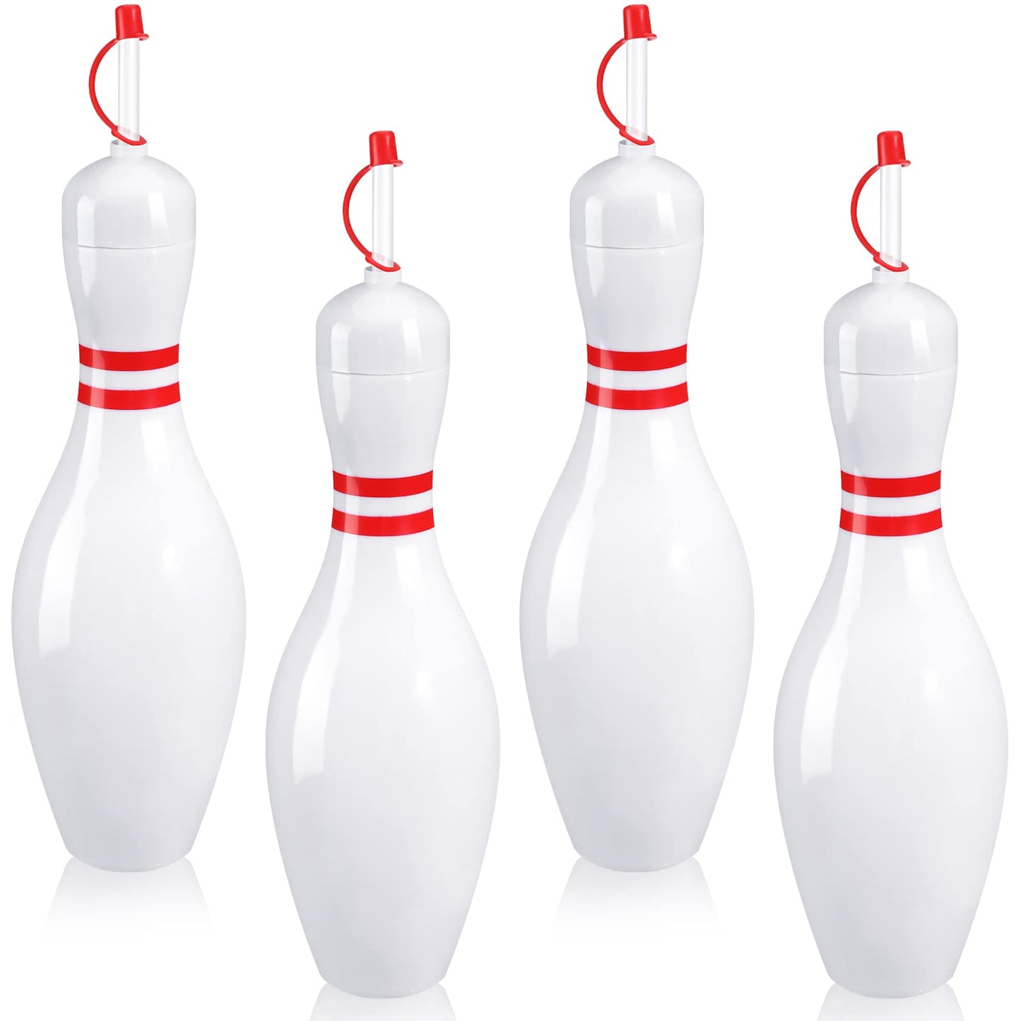 Funtery 4-Pack Bowling Cups with Lids & Straws – 25 oz Reusable Water Bottles