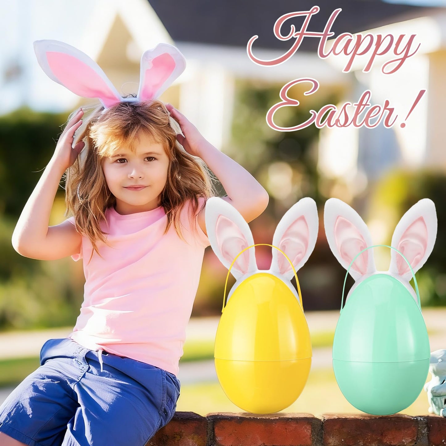 Funtery 8 Pcs Jumbo Easter Eggs - 10 Inch Plastic Giant Eggs with Handles | Multicolor