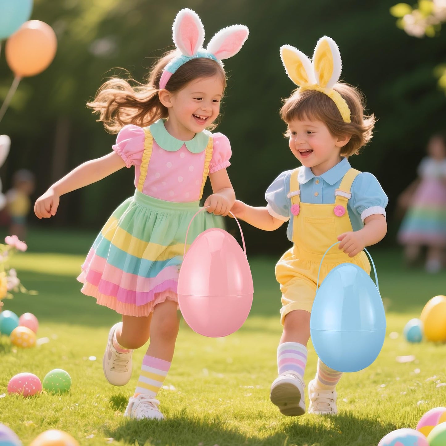 Funtery 8 Pcs Jumbo Easter Eggs - 10 Inch Plastic Giant Eggs with Handles | Multicolor