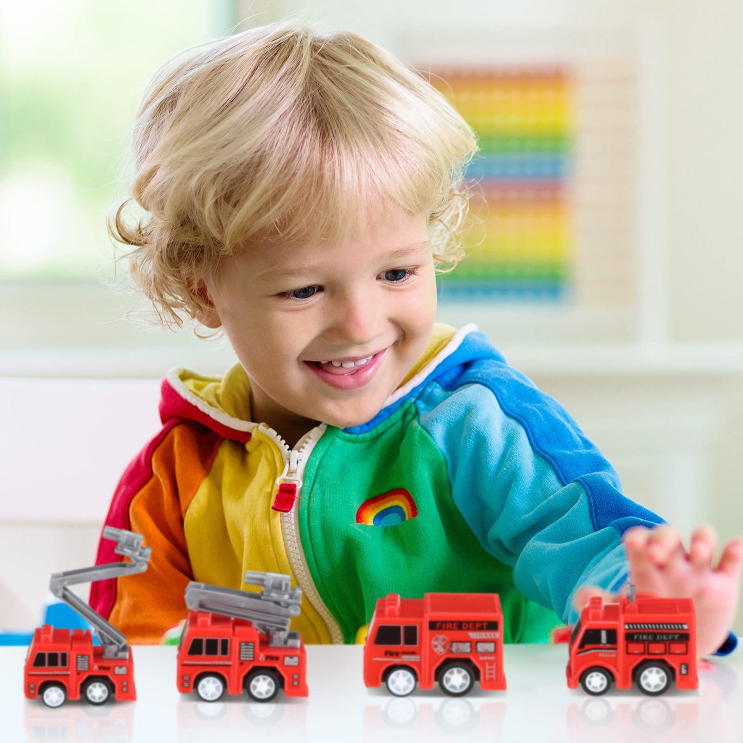Funtery Mini Pullback Fire Truck Toys Bulk – 48-Piece Set, 4 Styles, Party Favors for Kids 3+