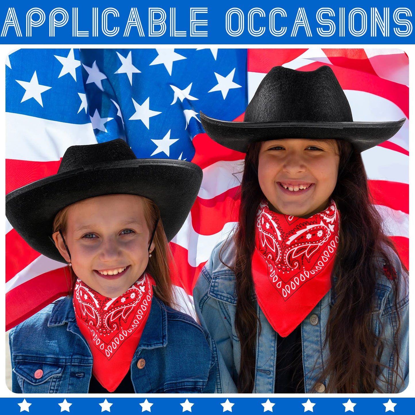 Funtery Kids Cowboy Hats with Red Bandanas – 20 Pack (10 Sets) for Parties & Cosplay