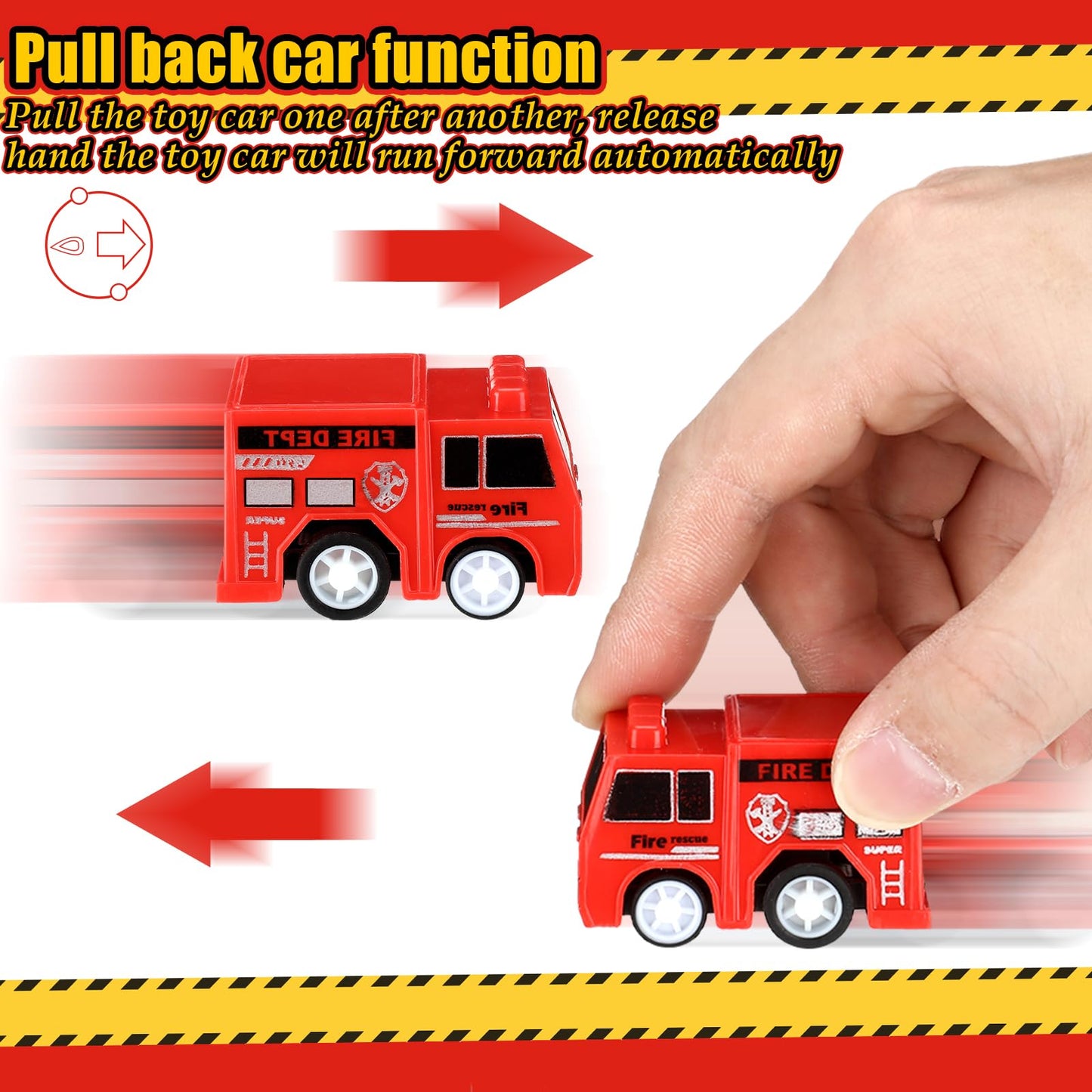 Funtery Mini Pullback Fire Truck Toys Bulk – 48-Piece Set, 4 Styles, Party Favors for Kids 3+