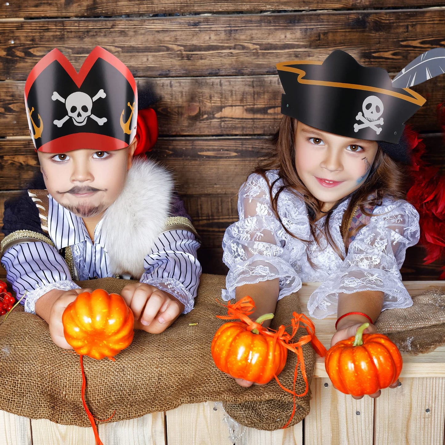 Funtery 48 Pcs Pirate Hat Party Accessories – Classic Kids Pirate Hats for Halloween & Cosplay