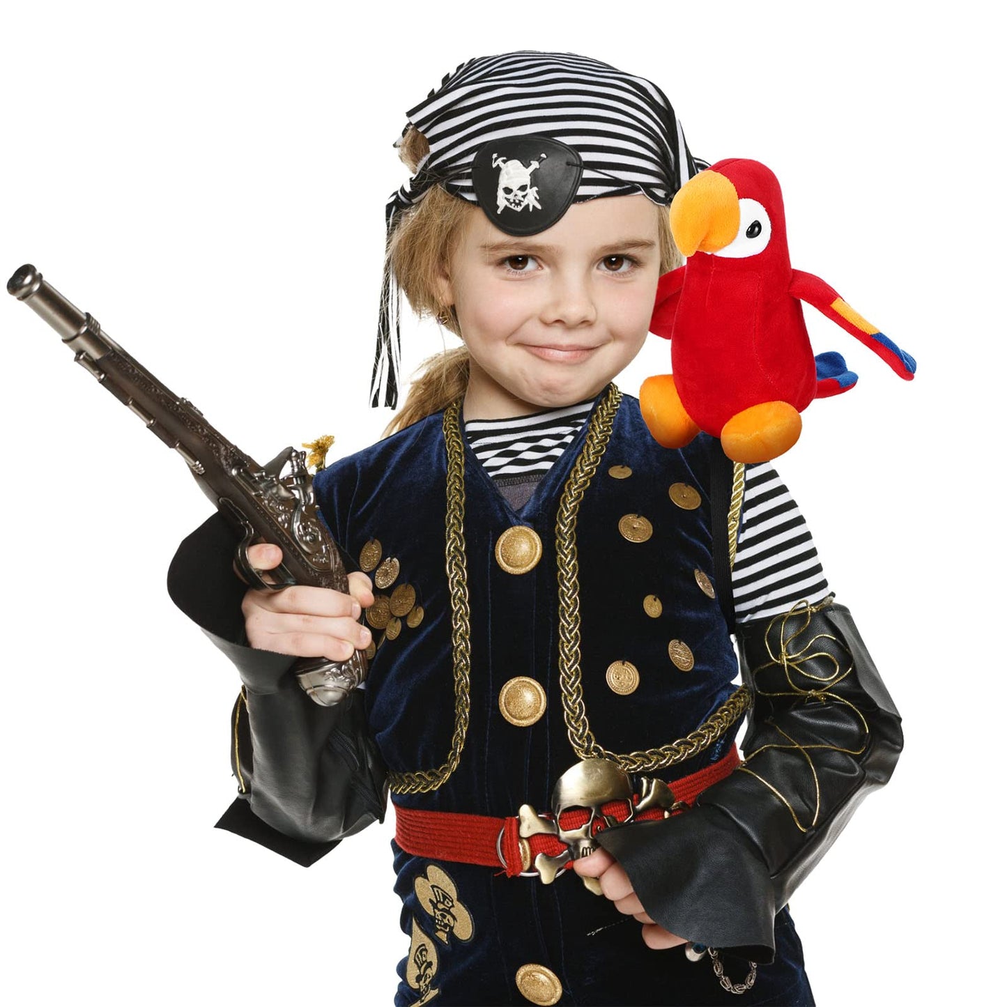Funtery Halloween Stuffed Pirate Parrot on Shoulder – Red Plush Costume Accessory
