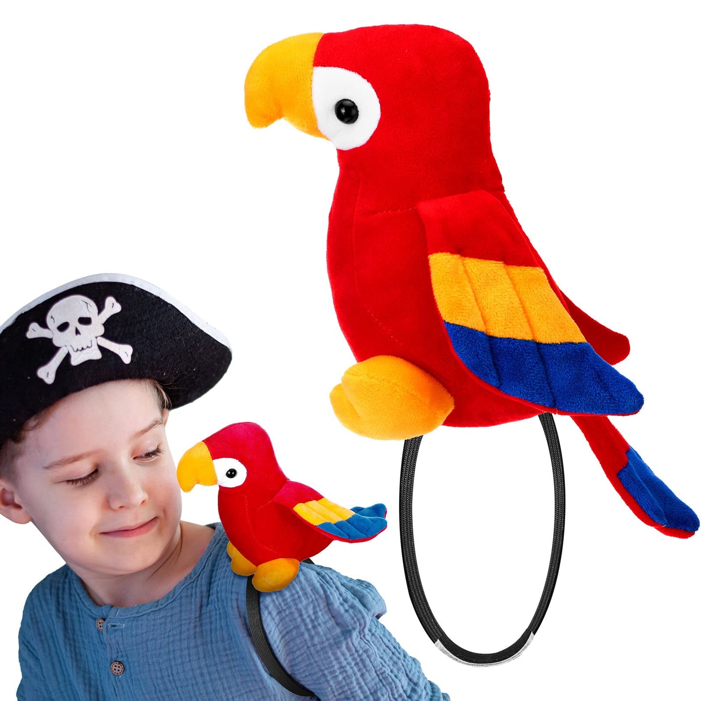 Funtery Halloween Stuffed Pirate Parrot on Shoulder – Red Plush Costume Accessory
