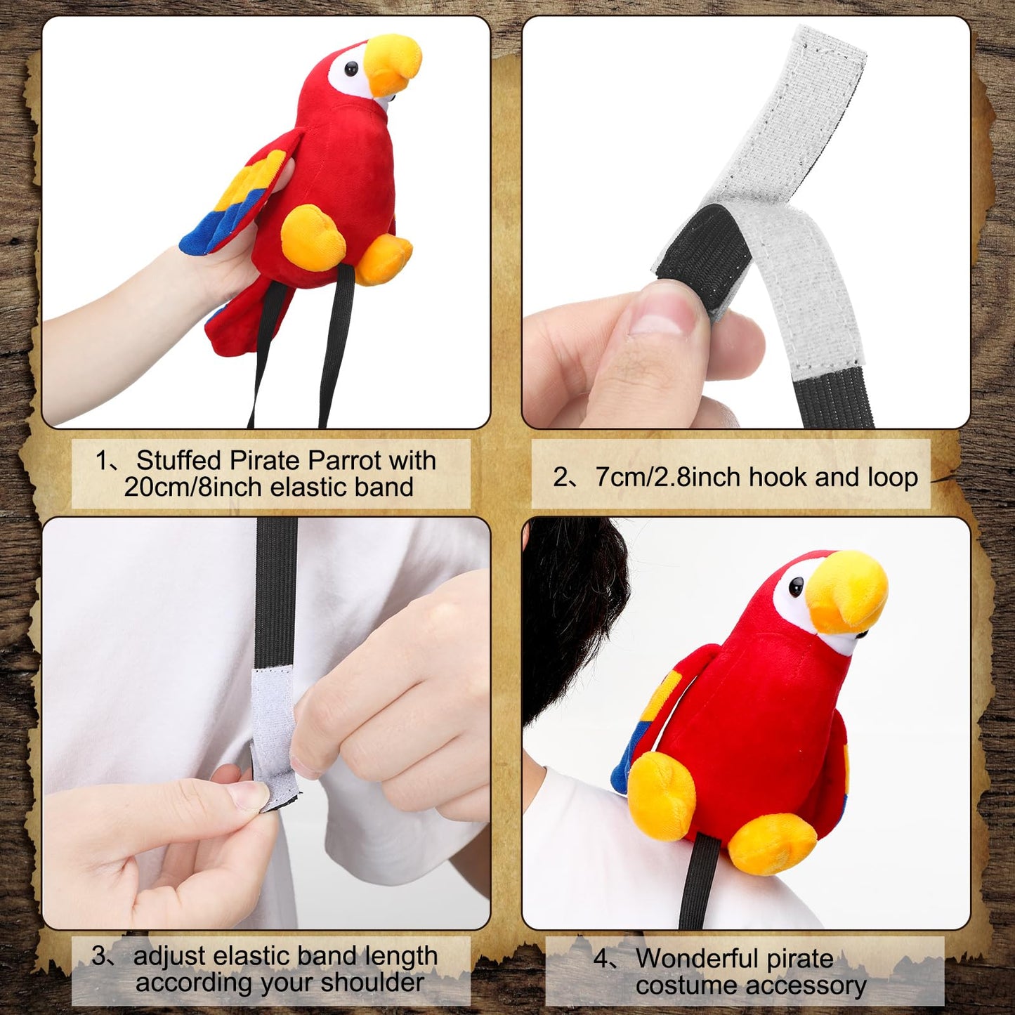 Funtery Halloween Stuffed Pirate Parrot on Shoulder – Red Plush Costume Accessory