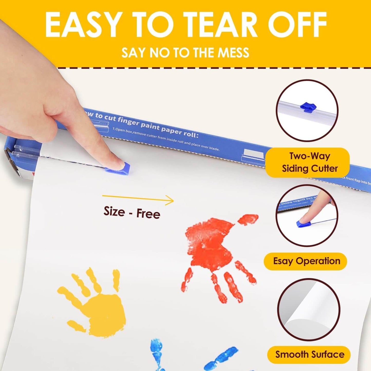 Funto Finger Paint Paper Roll 12x400 — Size-Free, Non-Toxic, Bleed-Resistant