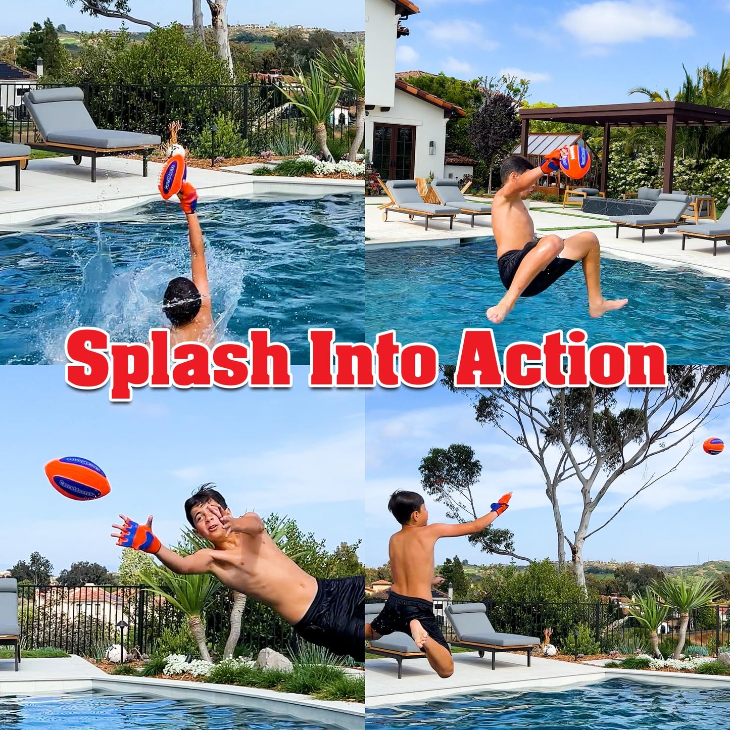 Funwares CatchMaster Water Football Set – Lightweight Ball & 2 Gloves for Beach, Pool, Backyard