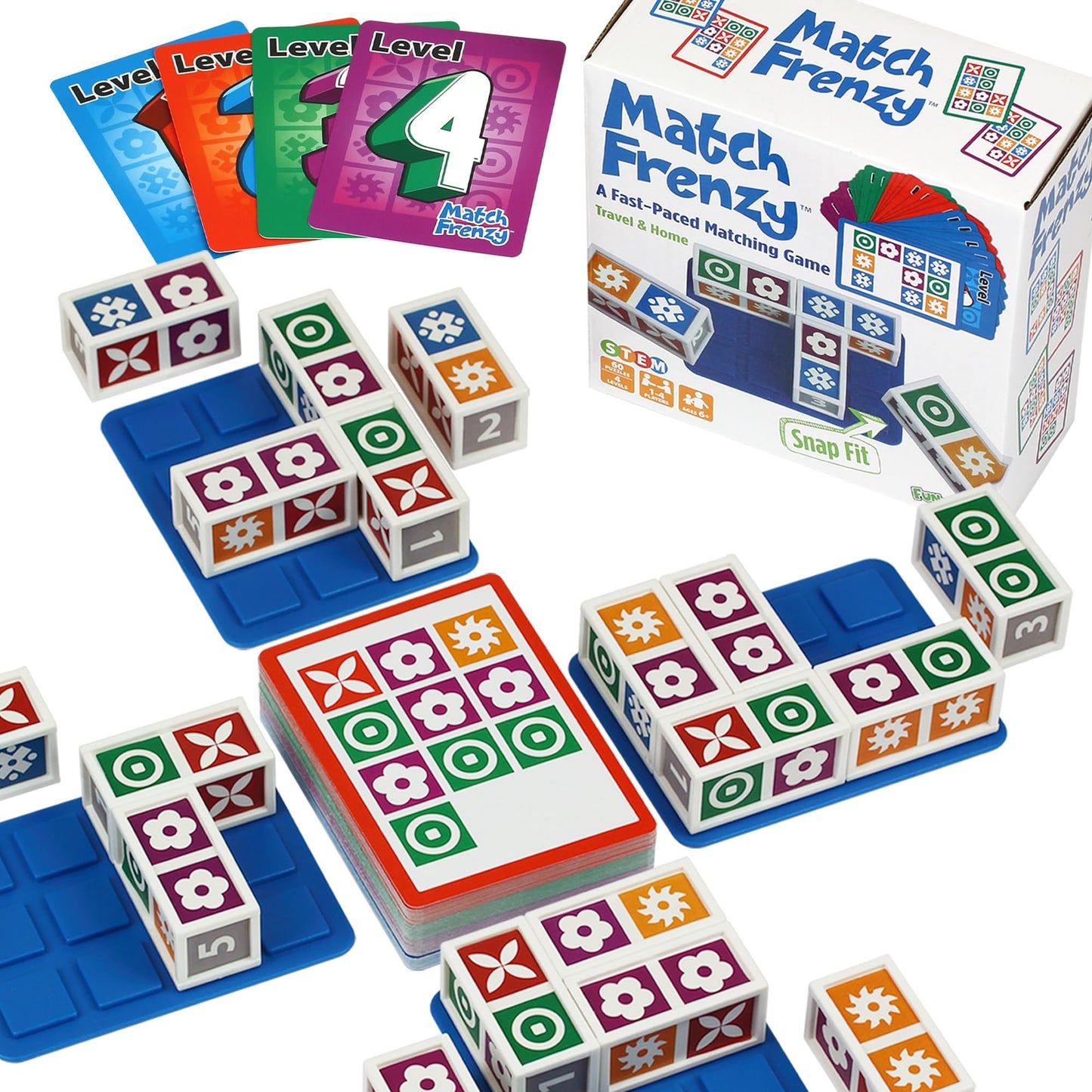 Funwares Match Frenzy: Portable Pattern Matching Puzzle Game for Travel & Family Play