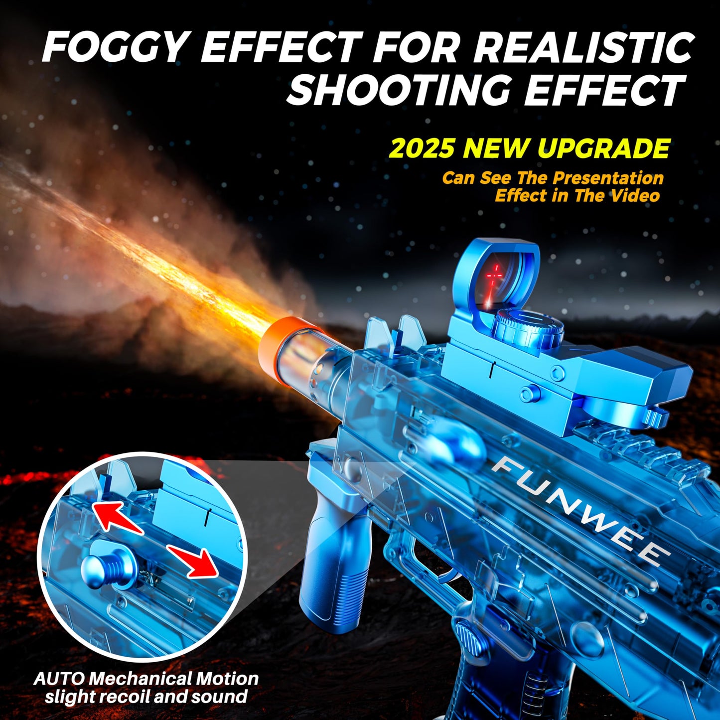 Funwee 2025 Electric Water Gun – Type-C Charge, Foggy Effect, Long Range (Blue)