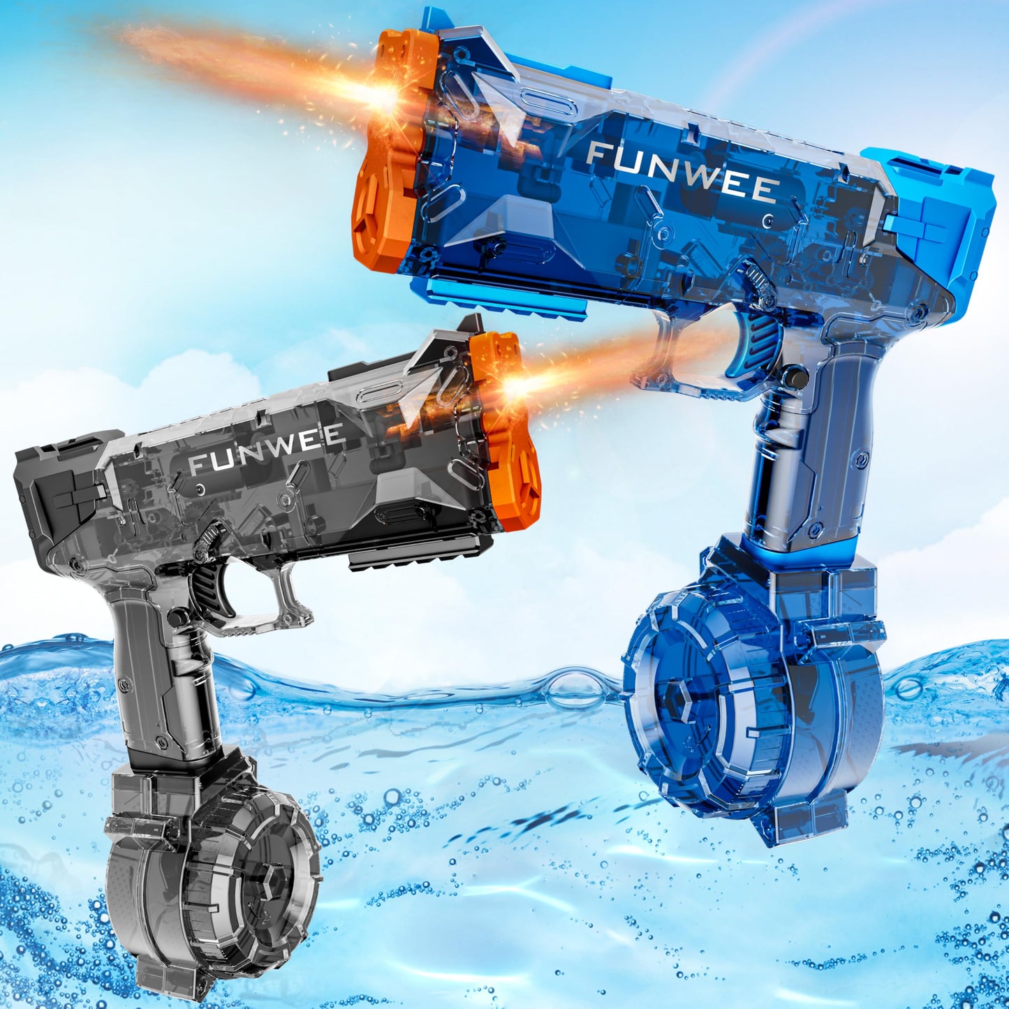 Funwee 2025 Upgrade 2 Pack Electric Water Guns – Light Up, High Capacity & Long Range