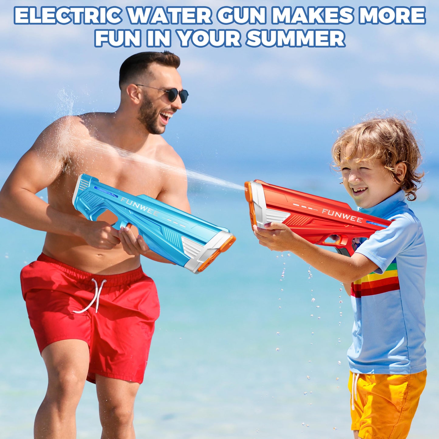 Funwee Electric Water Gun for Adults & Kids – High-Powered Auto Water Blaster with 28-32 ft Range