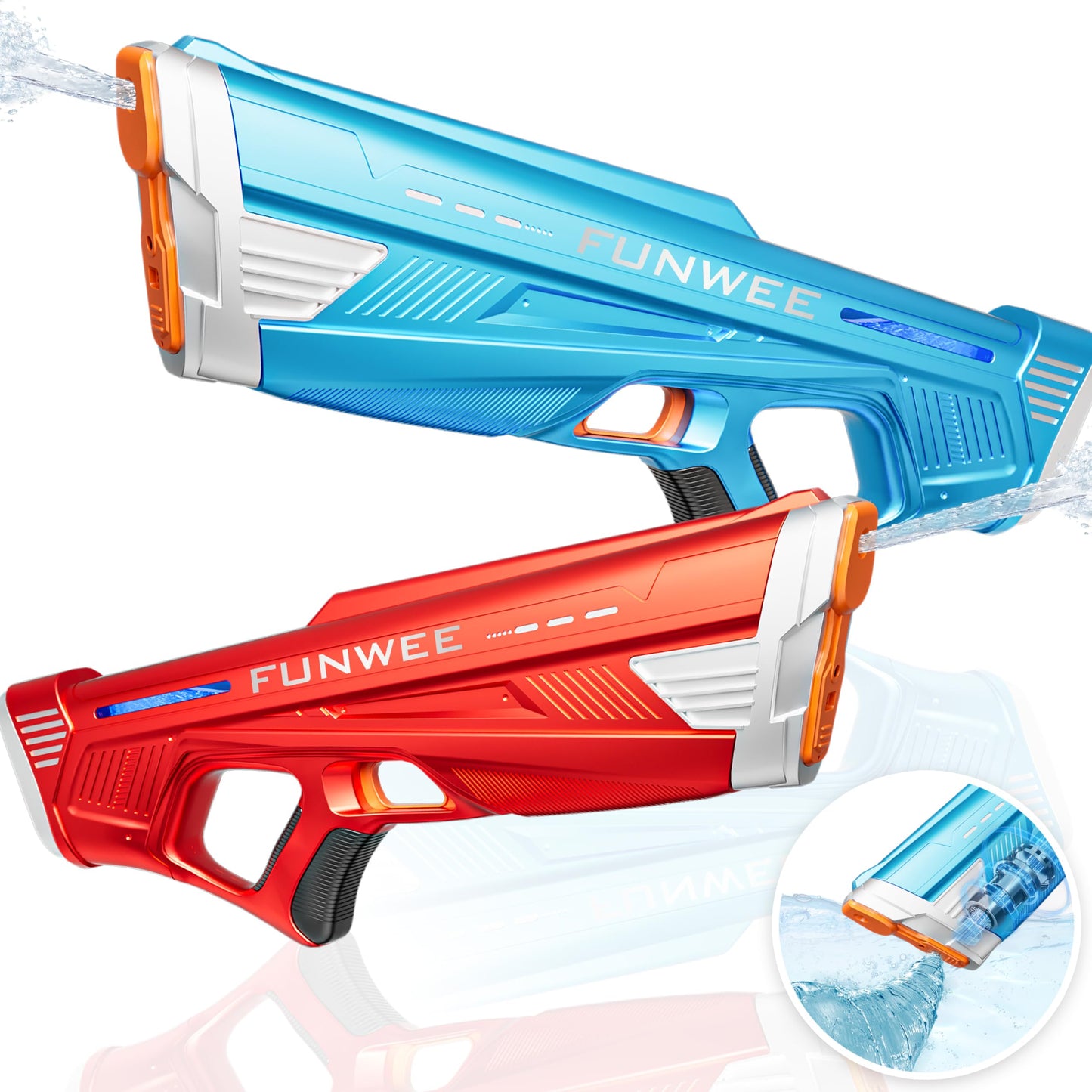 Funwee 2 Pack Electric Water Guns – High-Power Auto Blaster with Long Range