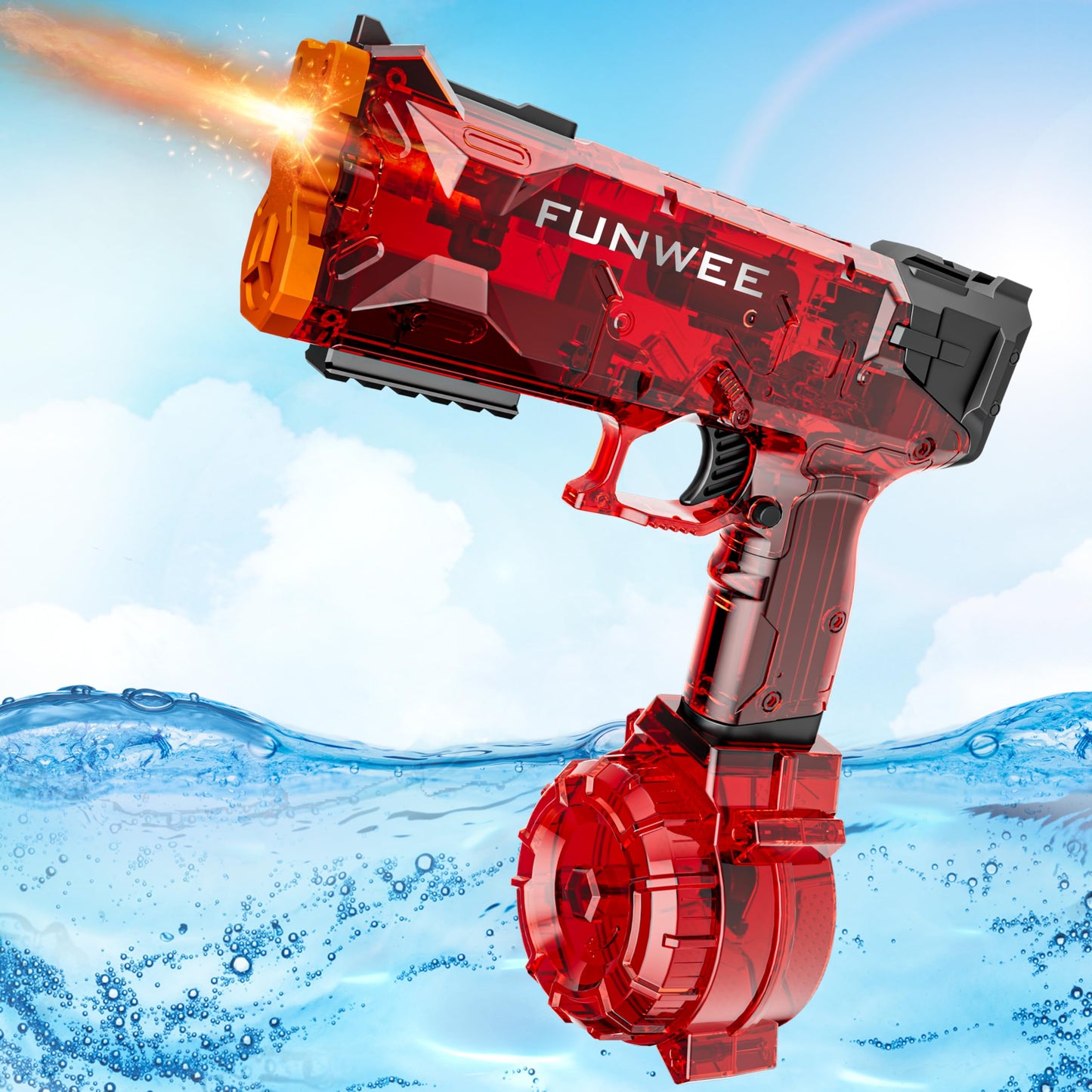Funwee 2025 Upgraded Electric Water Gun – Light Up, Long-Range Auto Blaster