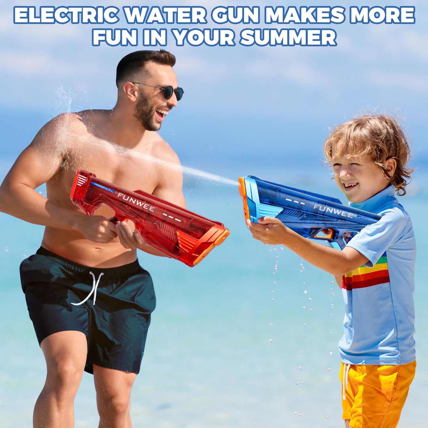 Funwee 2 Pack Electric Water Gun – High-Power Auto Water Blaster for Adults & Kids
