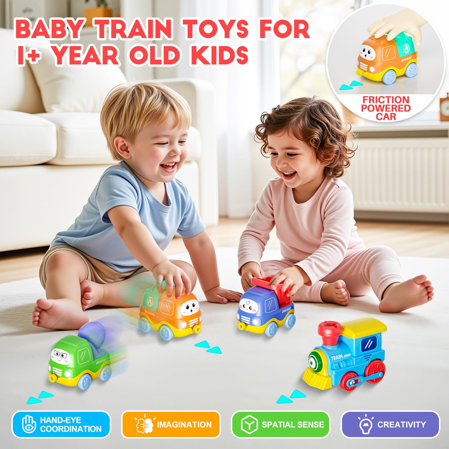Funwee Steam Track Train Set for Toddlers – Magnetic Cars, Lights & Sounds