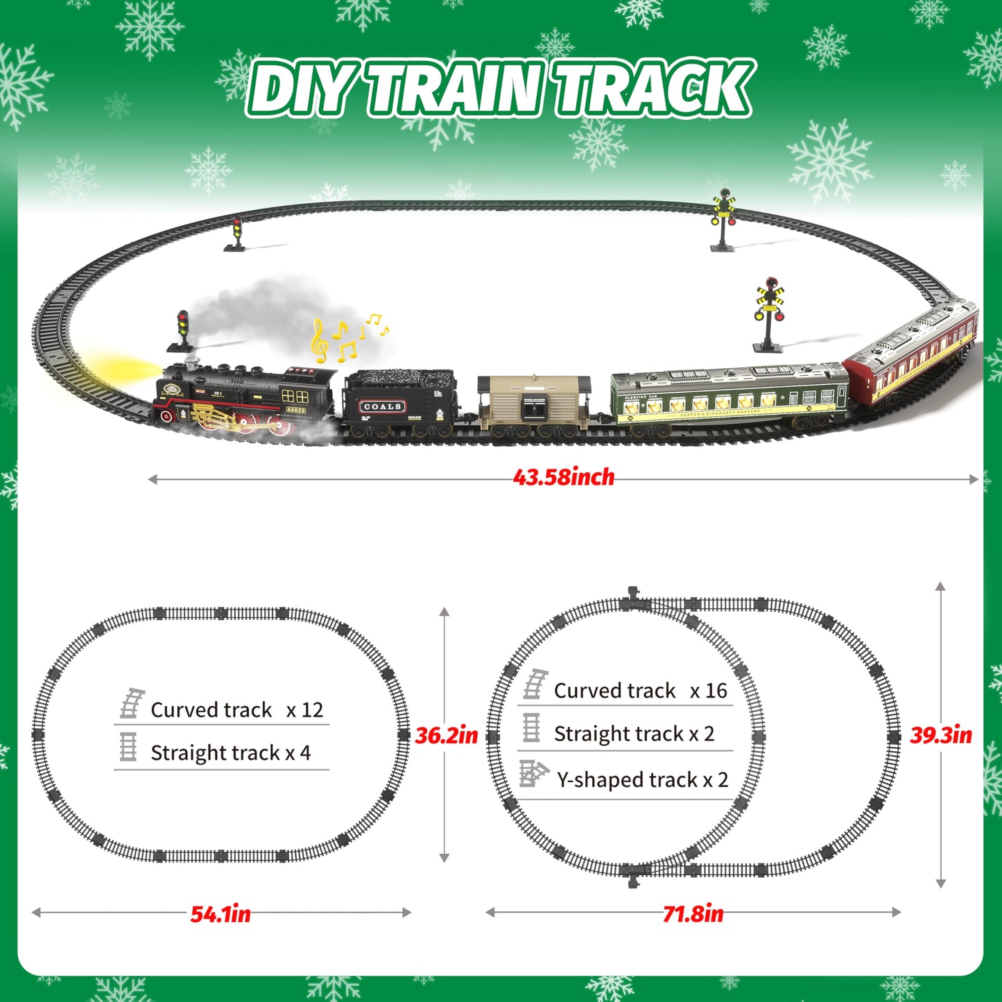 Funwee Glow Train Set with Illuminated Carriages – Lights, Smoke & Sound