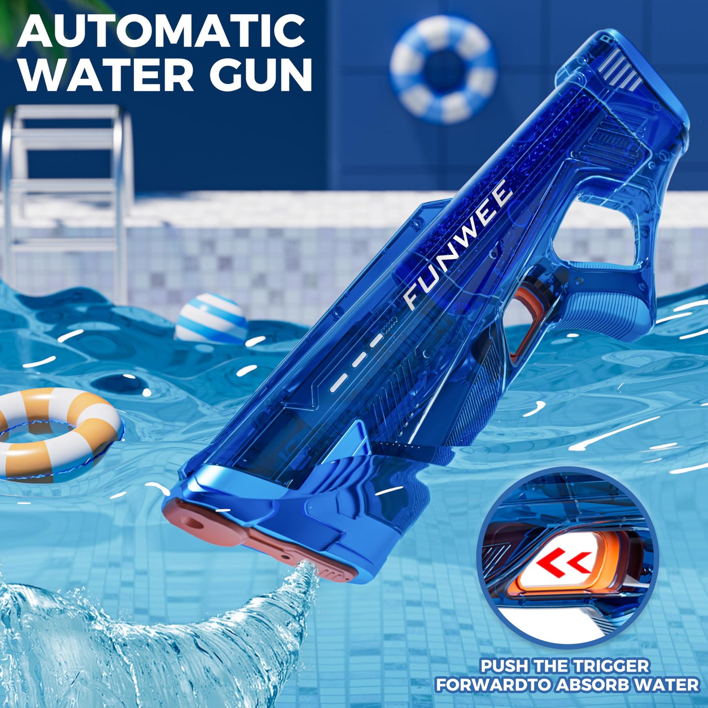 Funwee 2 Pack Electric Water Gun – High-Power Auto Water Blaster for Adults & Kids