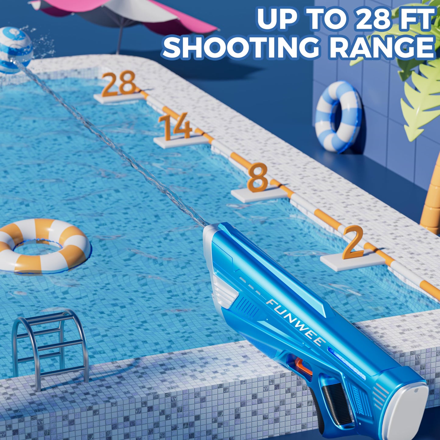Funwee 2 Pack Electric Water Guns – High-Power Auto Blaster with Long Range