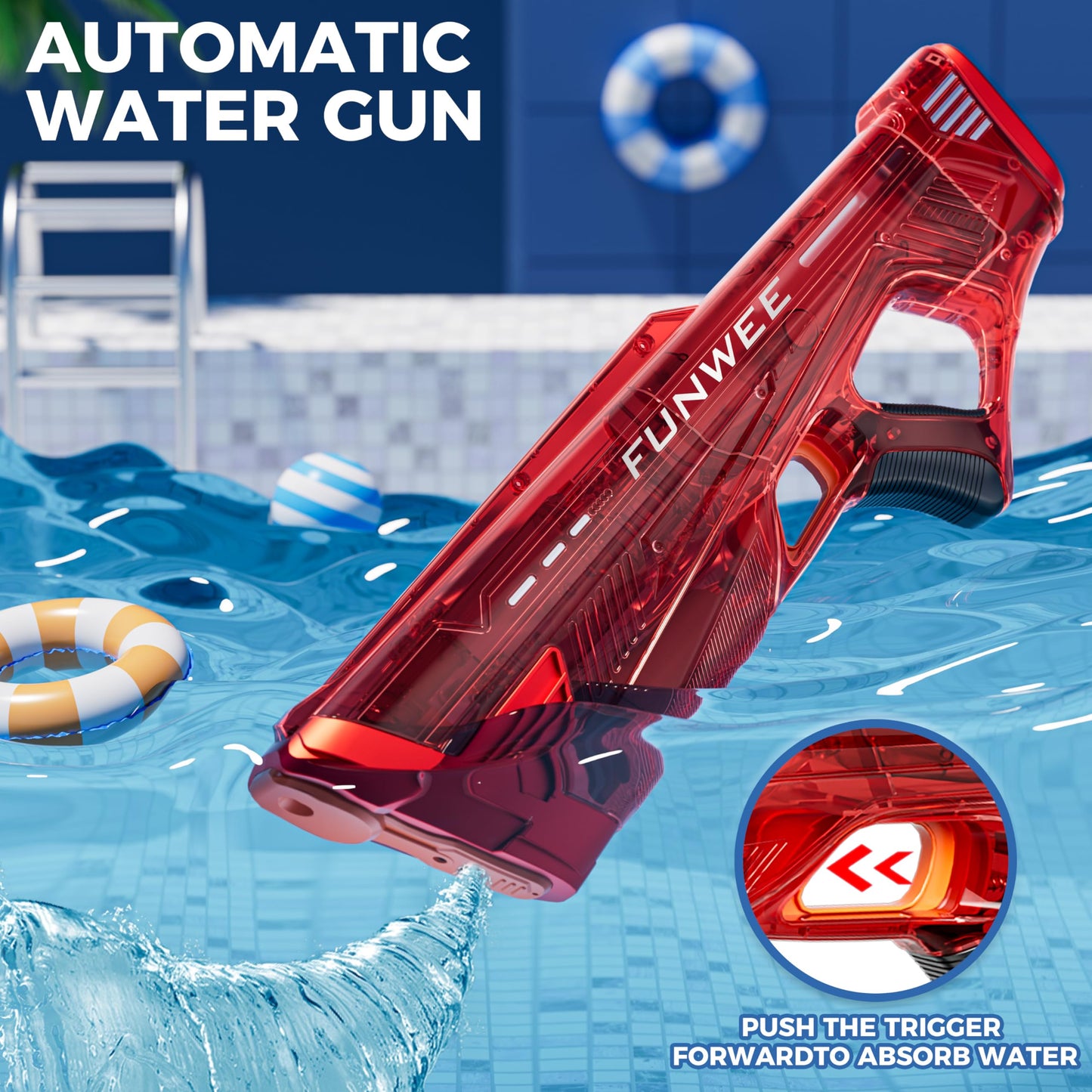 Funwee Electric Water Gun for Kids & Adults – Auto Water Blaster with Long Range