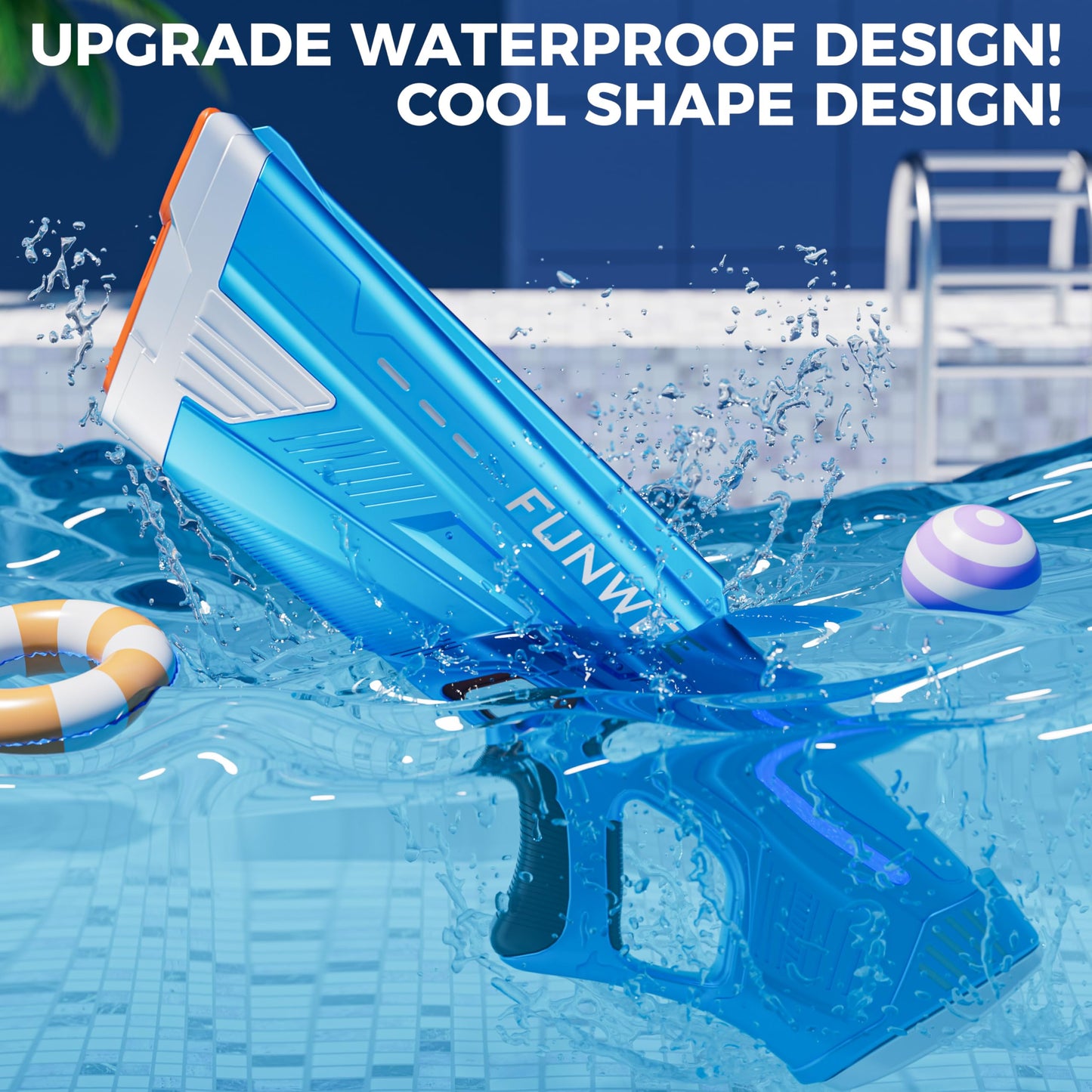 Funwee 2 Pack Electric Water Guns – High-Power Auto Blaster with Long Range
