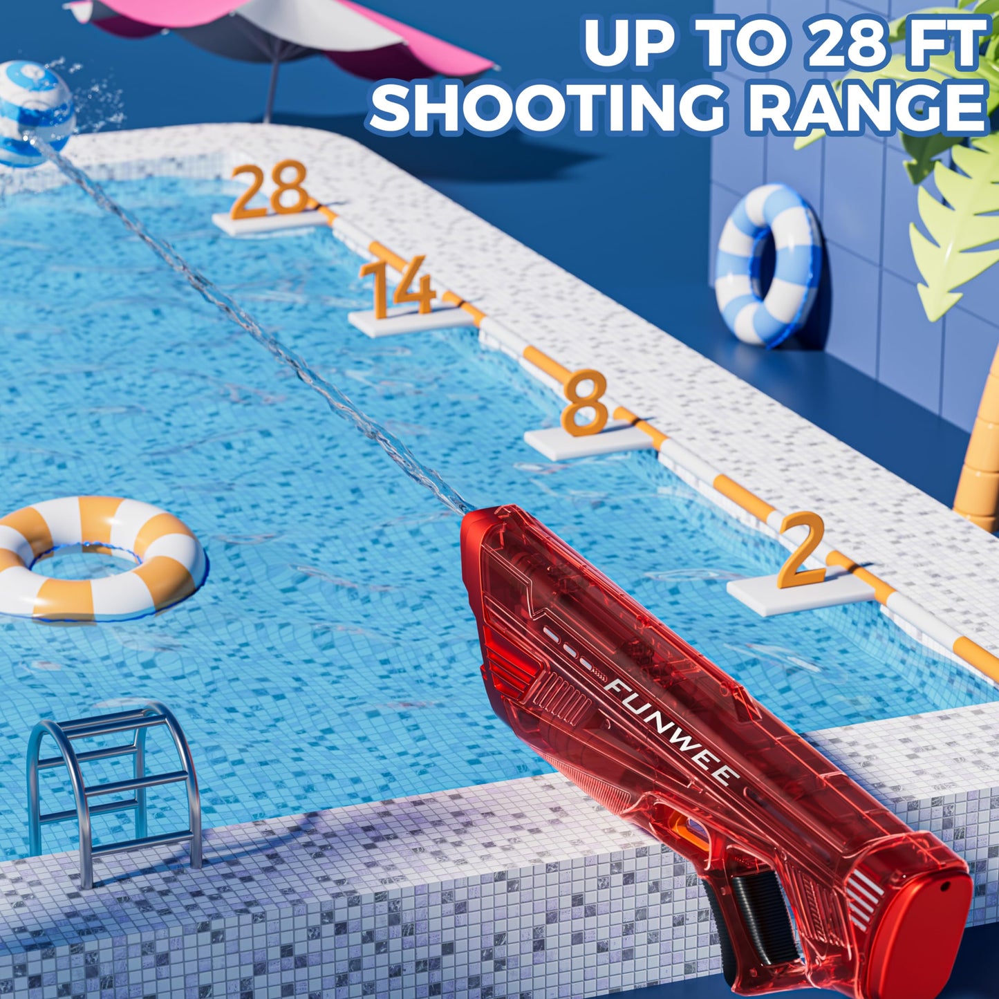 Funwee Electric Water Gun for Kids & Adults – Auto Water Blaster with Long Range