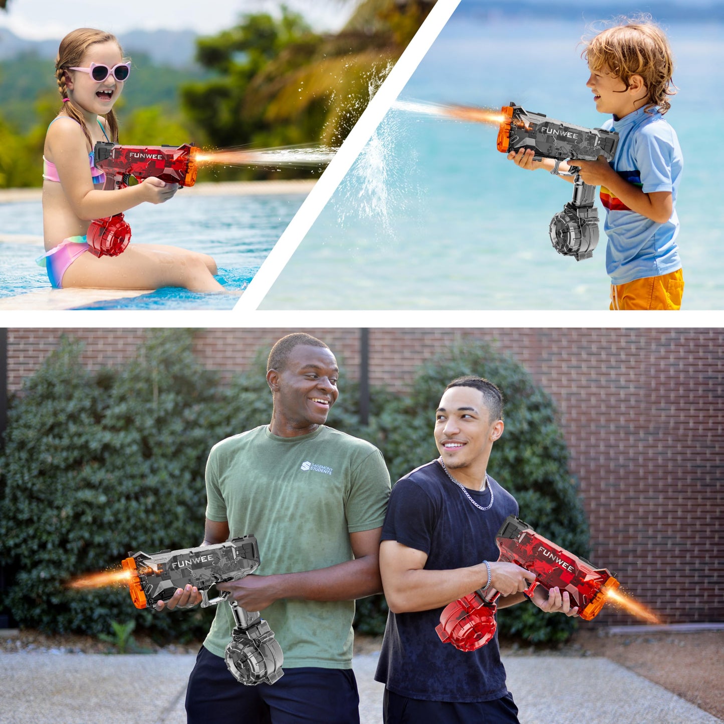 Funwee 2025 Upgraded Electric Water Gun – Light Up, Long-Range Auto Blaster