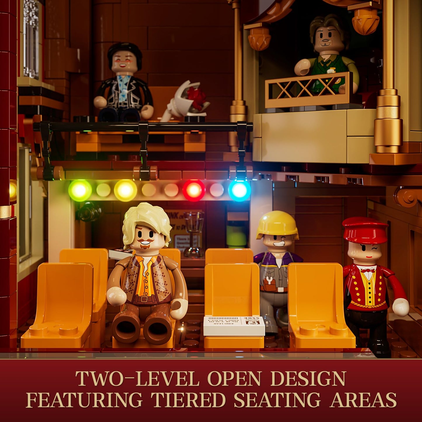 FUNWHOLE Balcony-Theatre Lighting Building-Bricks Set | City Town Creator House LED Kit (2445 Pcs)