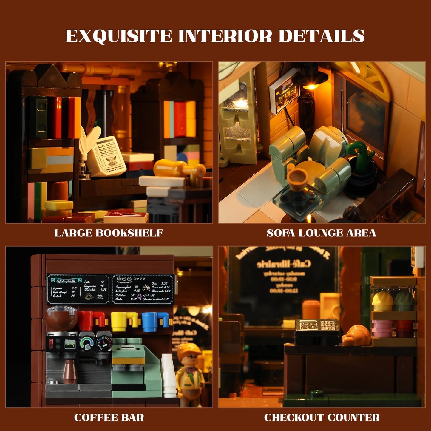 Funwhole Book-Cafe Lighting Set - 1718-Piece Modular Coffee House