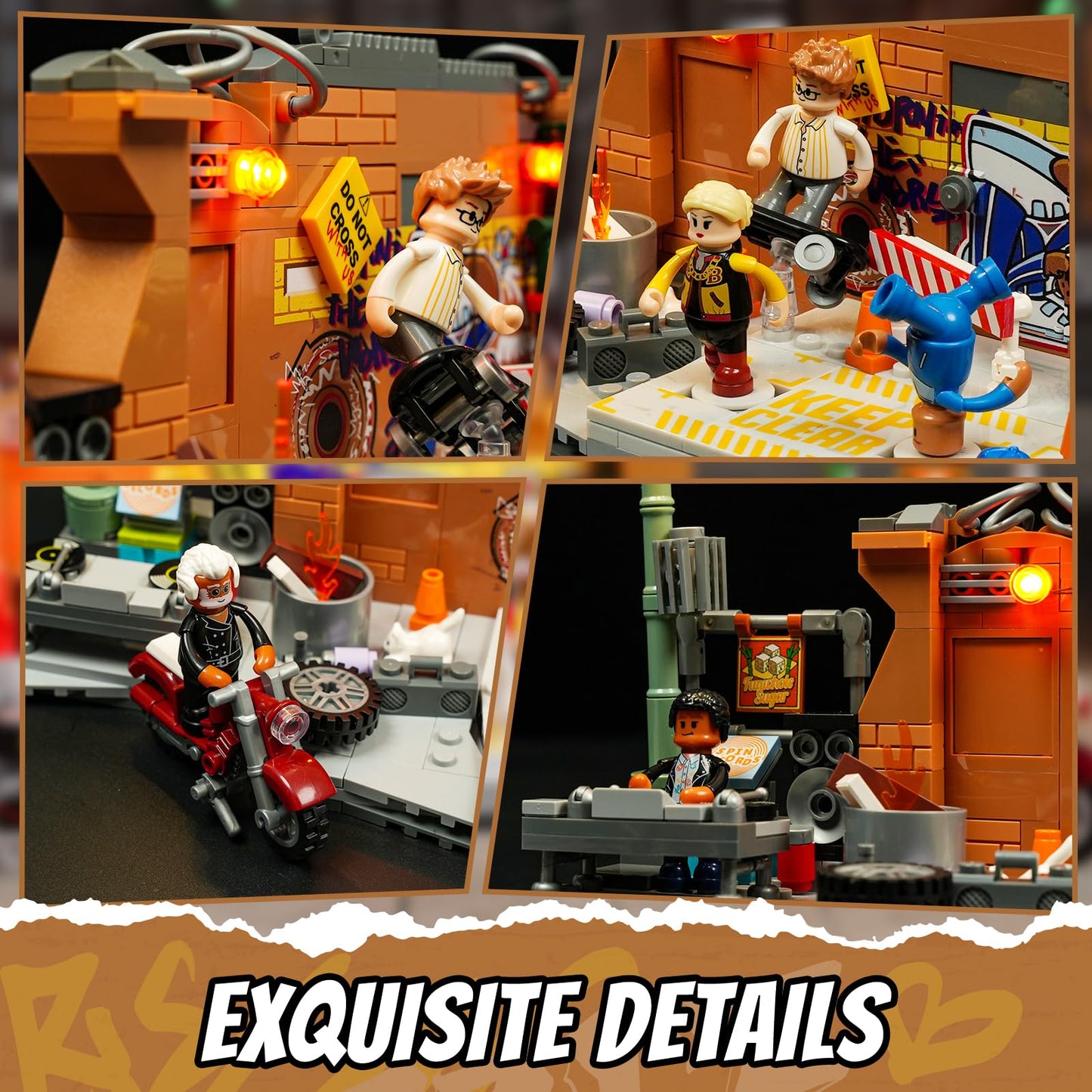 FUNWHOLE Underground Dance Battle Lighting Bricks Set | Street Fusion City Town | 429 Pcs