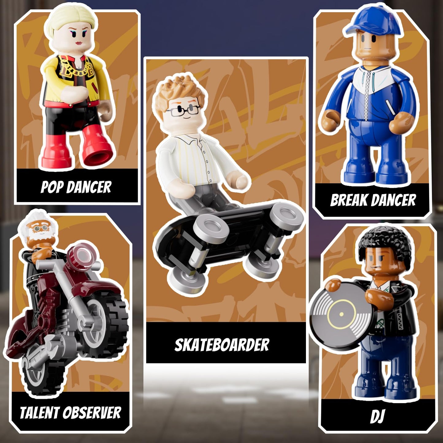 FUNWHOLE Underground Dance Battle Lighting Bricks Set | Street Fusion City Town | 429 Pcs