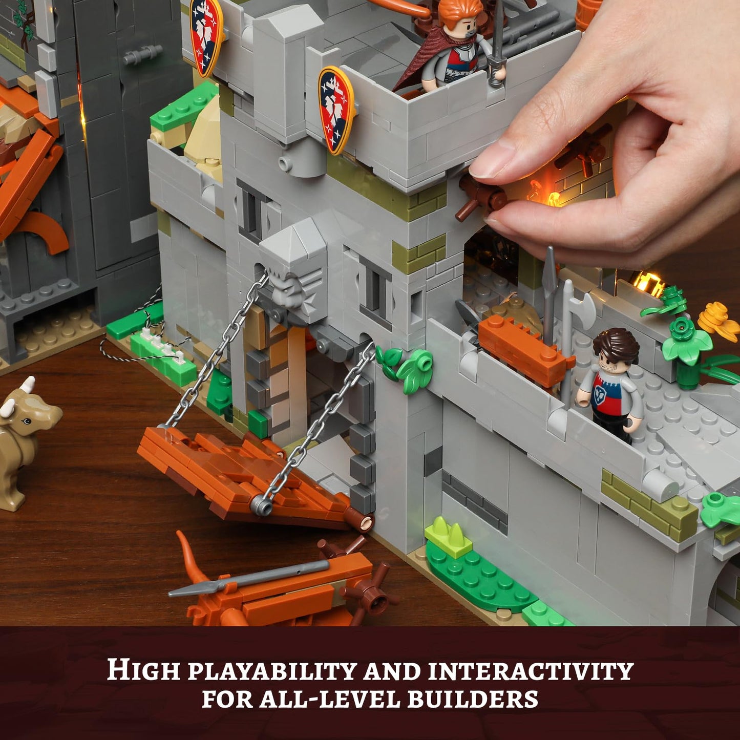 FUNWHOLE Medieval Watchtower Lighting Set – Guardiance Castle 1625 Pcs