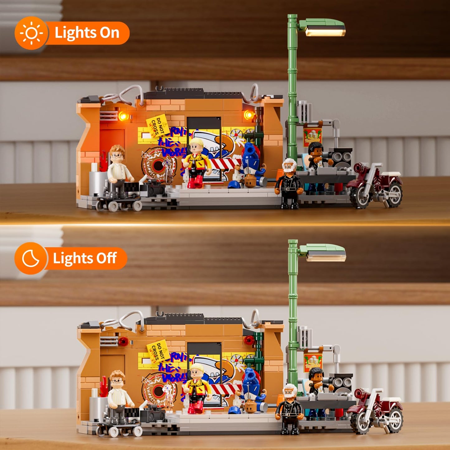 FUNWHOLE Underground Dance Battle Lighting Bricks Set | Street Fusion City Town | 429 Pcs