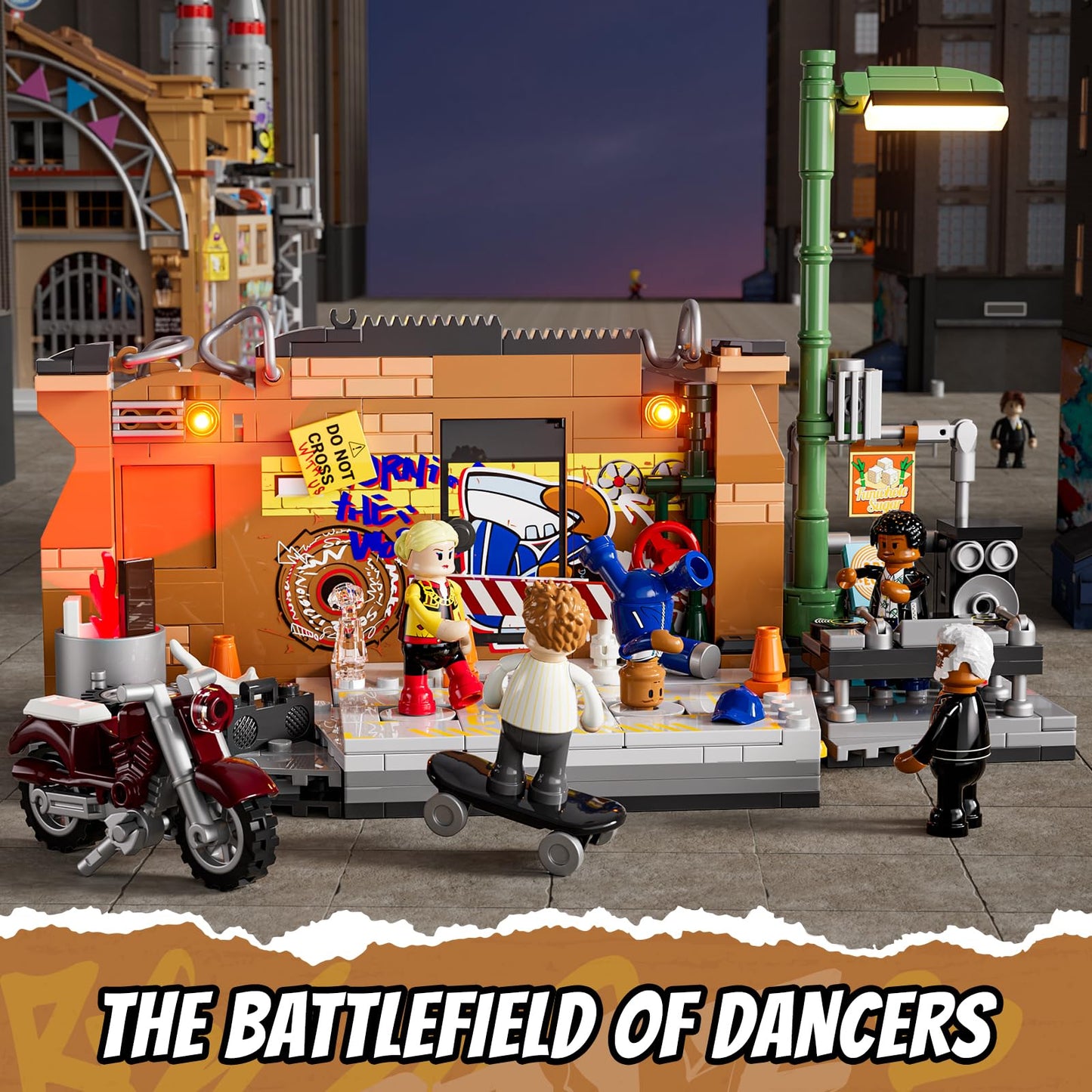 FUNWHOLE Underground Dance Battle Lighting Bricks Set | Street Fusion City Town | 429 Pcs