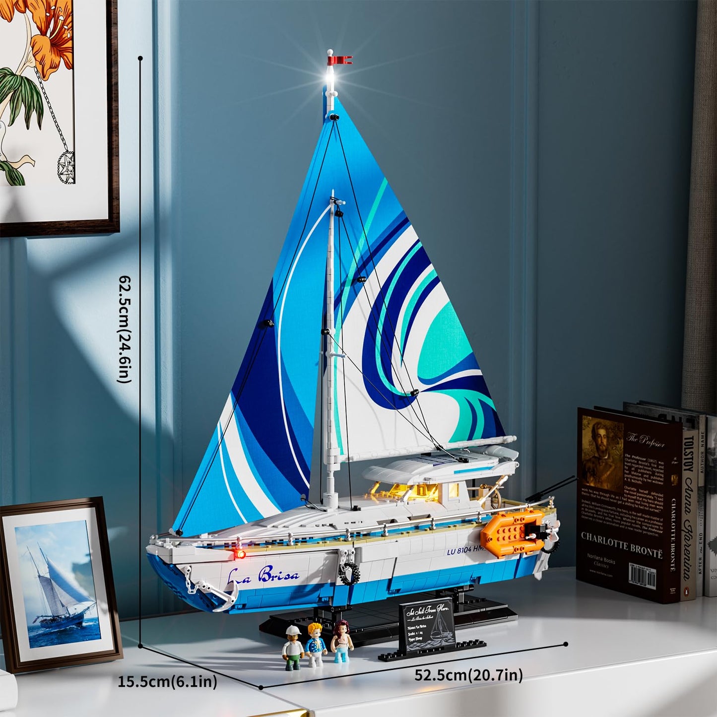 FUNWHOLE Sailboat La Brisa Lighting Building-Bricks Set — 1640-Piece Display Model for Adults