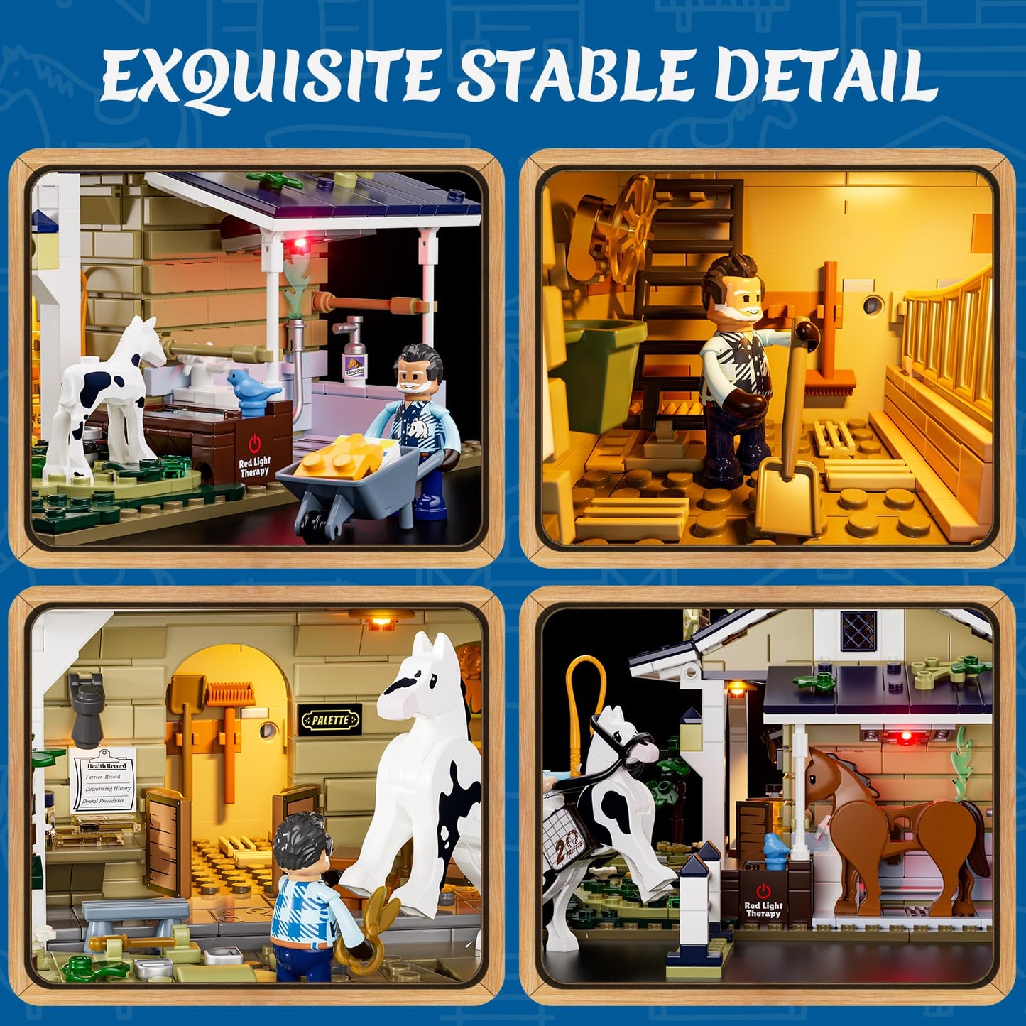 FUNWHOLE Farm Horse-Stable Lighting-Building Bricks Set – 973 Pcs