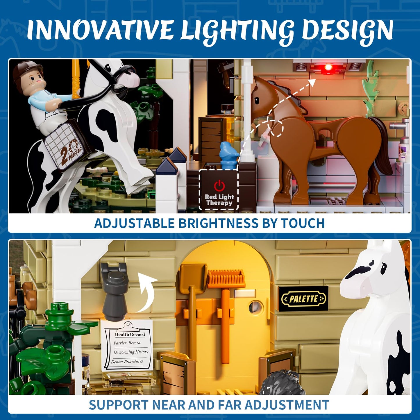 FUNWHOLE Farm Horse-Stable Lighting-Building Bricks Set – 973 Pcs
