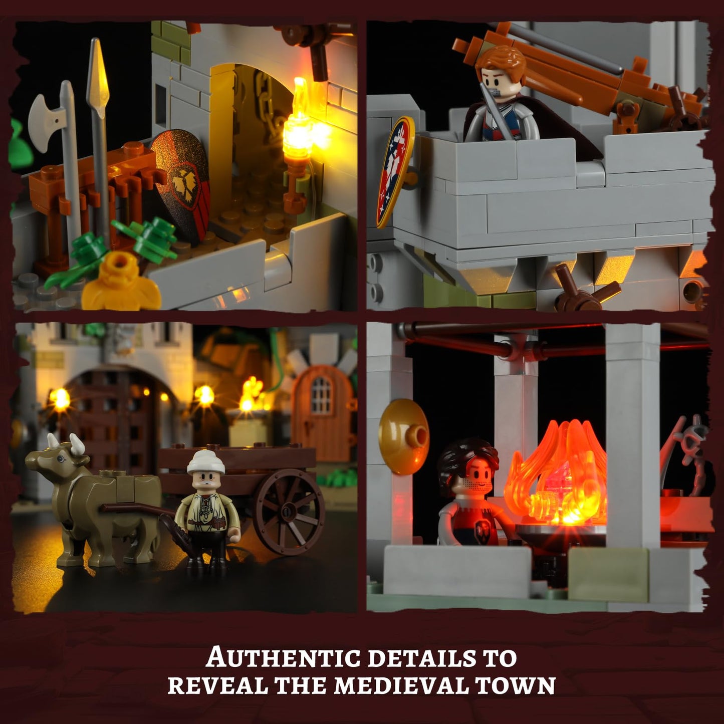 FUNWHOLE Medieval Watchtower Lighting Set – Guardiance Castle 1625 Pcs