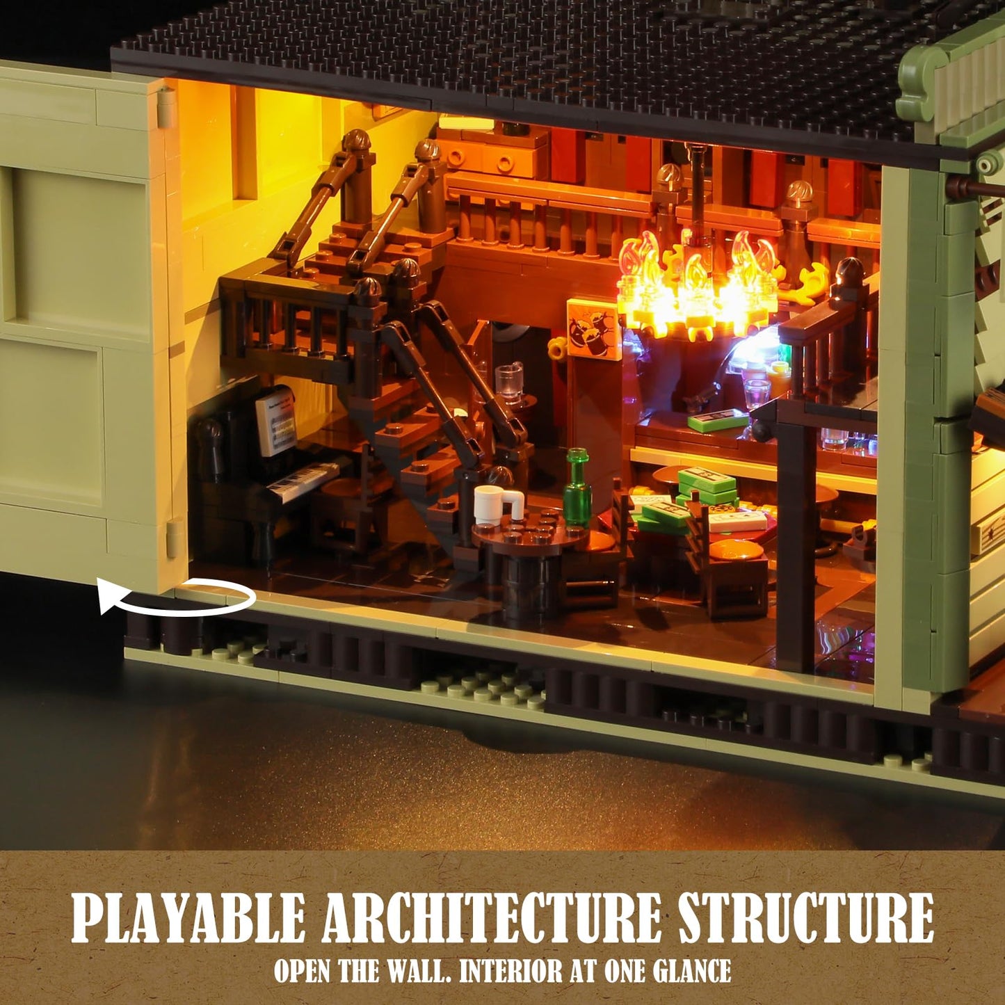 FUNWHOLE Western-Saloon Lighting Building-Bricks Set – 2026 Pcs for Adults & Teens