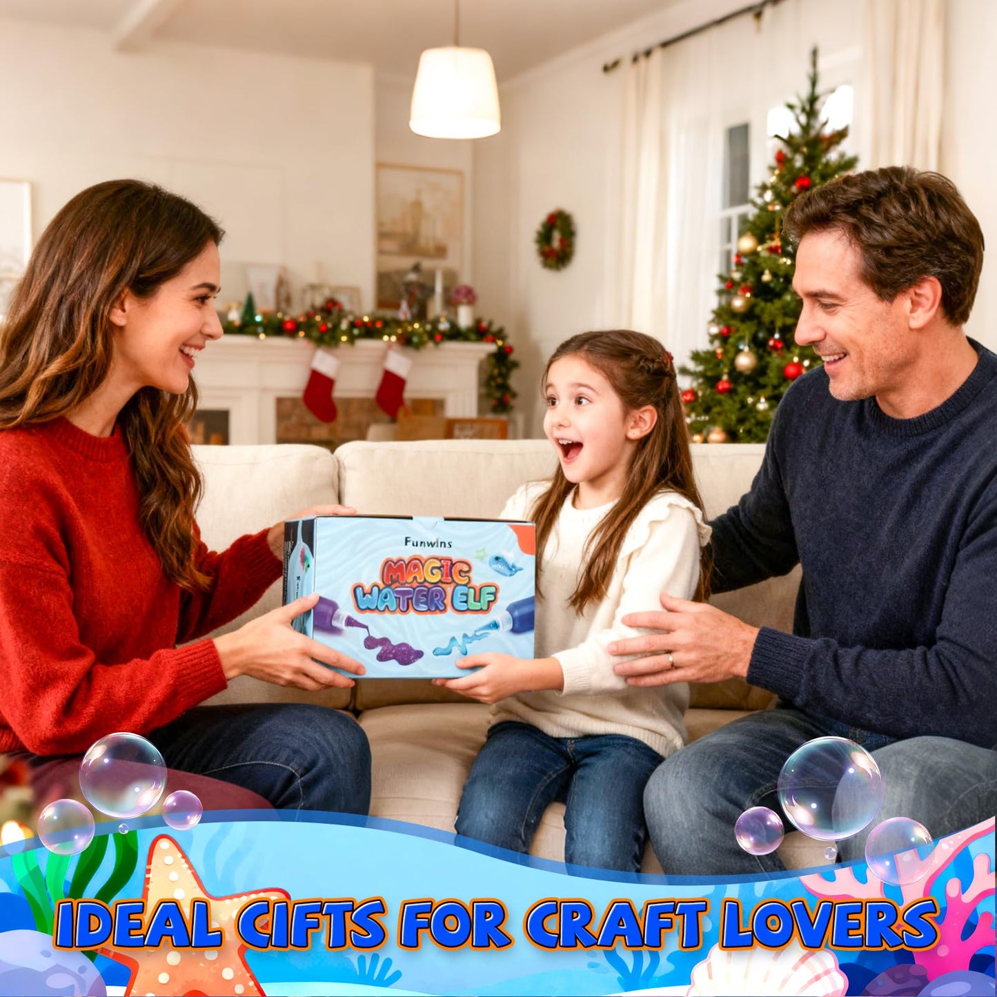 Funwins Magic Water Elf Toy Kit with Aquarium – DIY Gel Pets, 20 Gels & 12 Sea Animal Molds