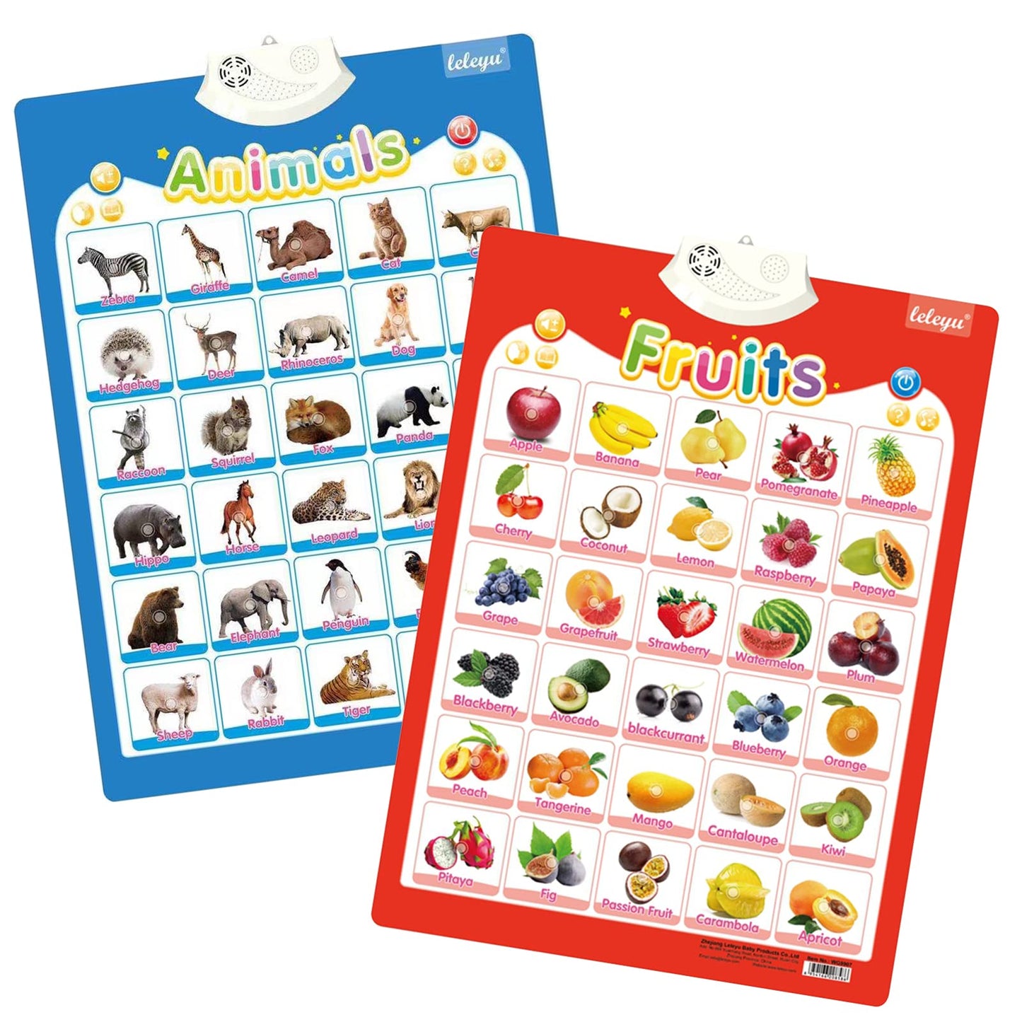 FUNWISH 4-Pack Electronic Interactive Alphabet Wall Chart for Kids – ABC Learning Poster