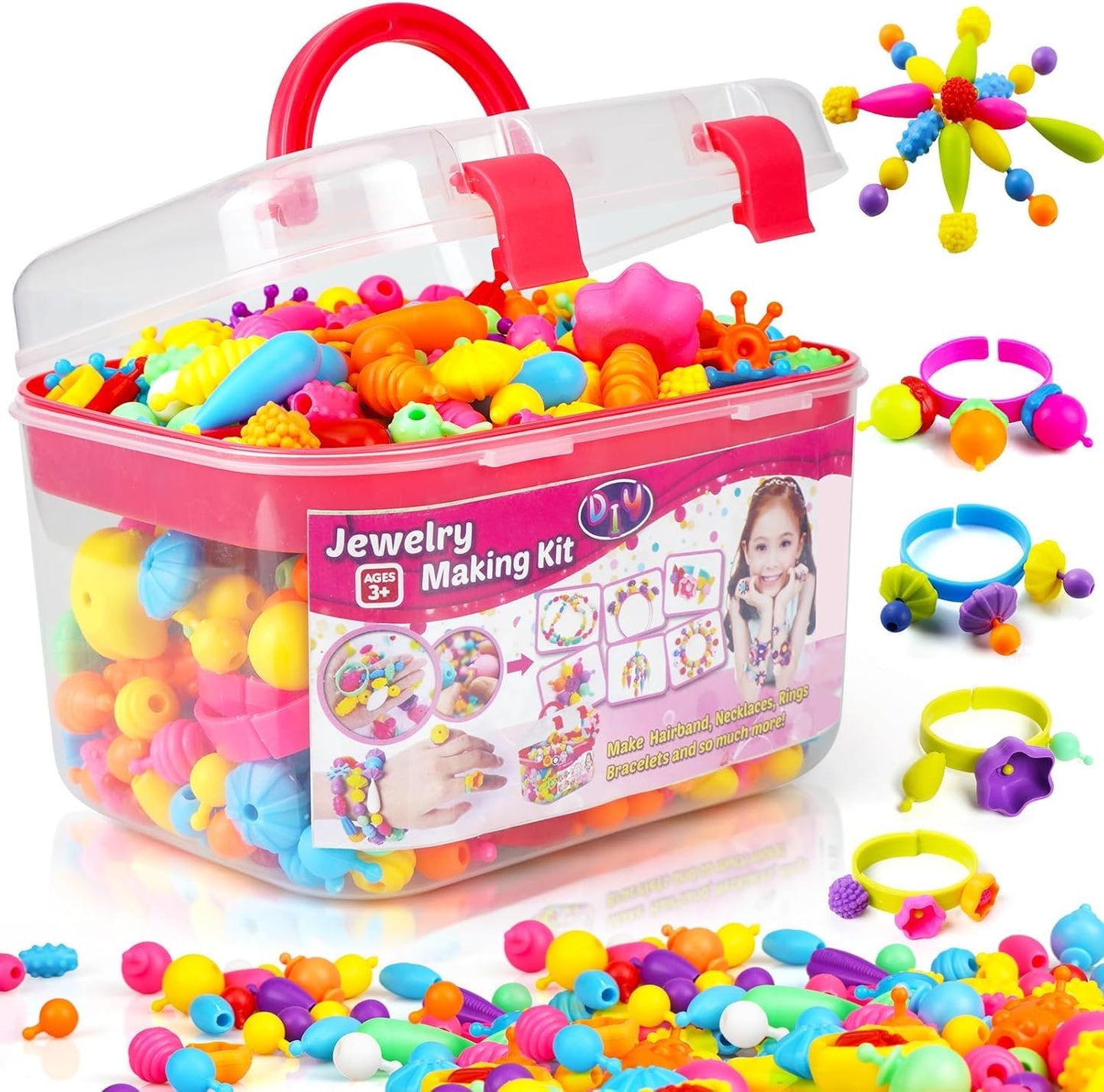 FUNZBO 520+ Snap Pop Beads Kit | Jewelry Craft for Kids Ages 3-8