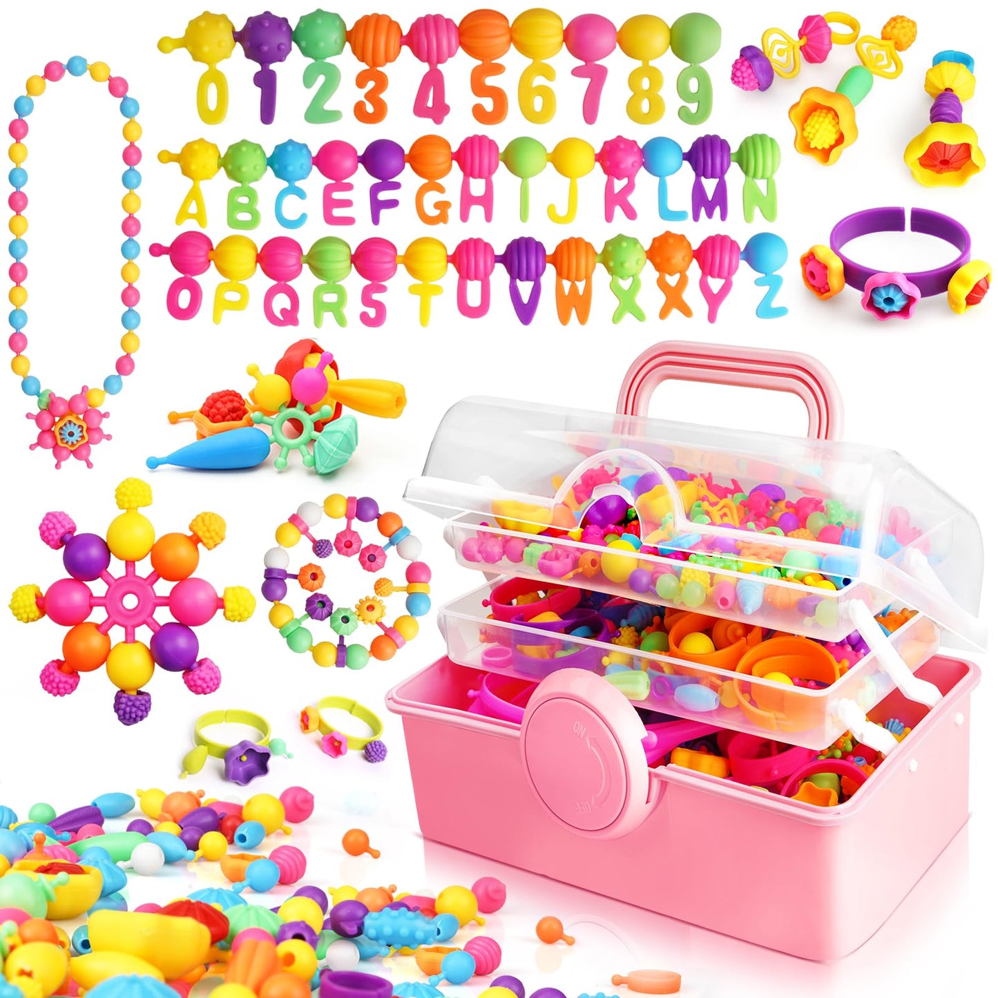 FUNZBO 850pcs Pop Beads Jewelry Making Kit for Kids - Snap, Create & Shine