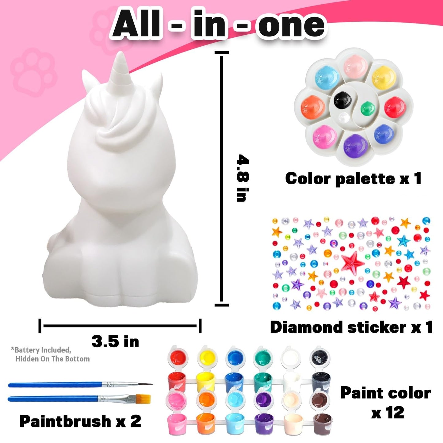 FUNZBO Paint Your Own Unicorn Lamp Kit — DIY Night Light for Kids & Teens