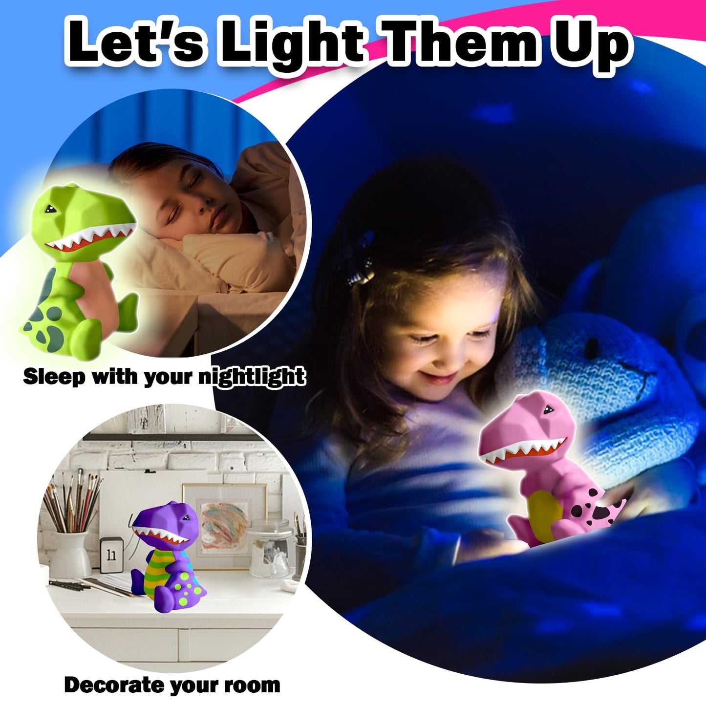FUNZBO 4.3in Paint Your Own Dinosaur Lamp Kit – DIY Night Light for Kids