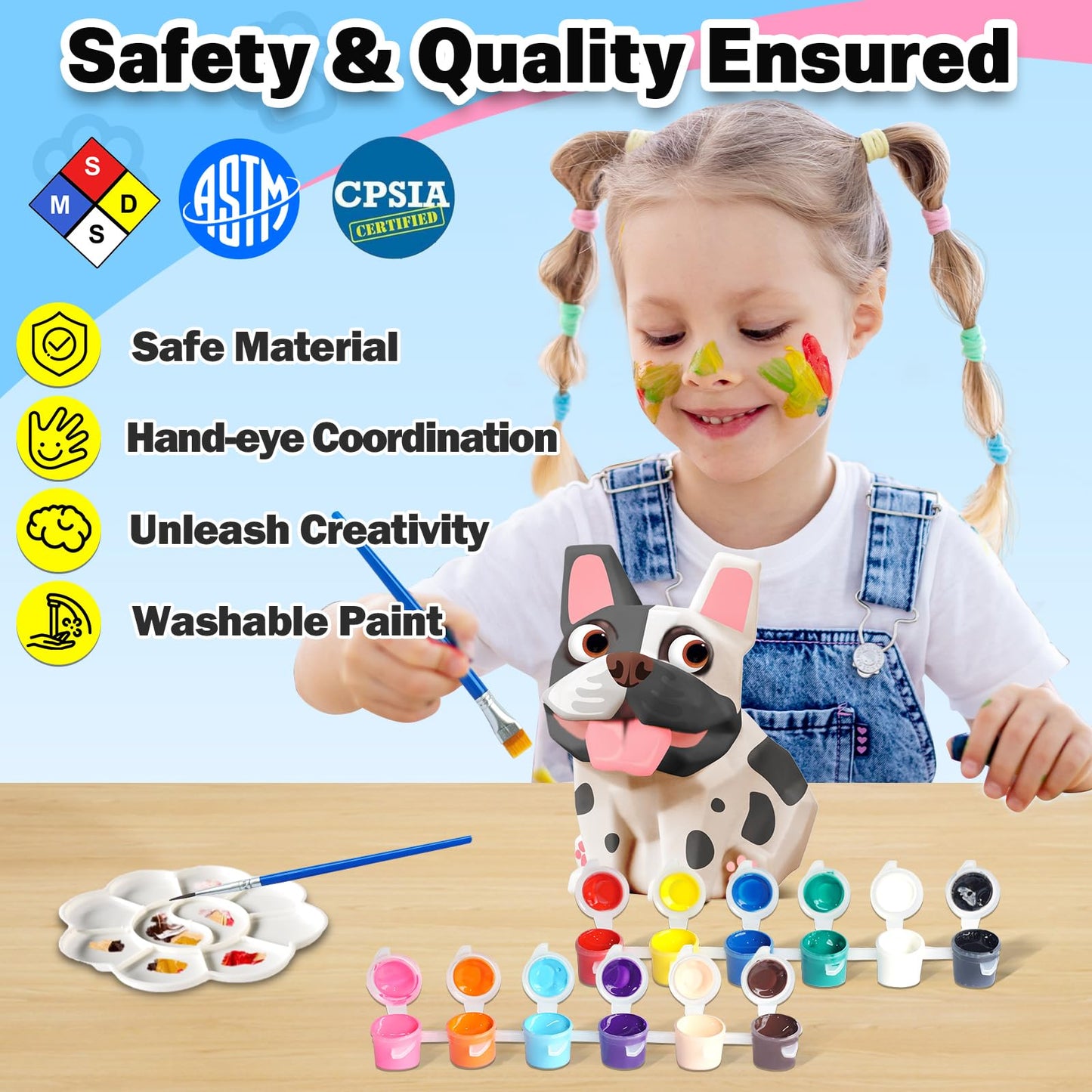 FUNZBO Paint Your Own Dog French Bulldog Lamp Kit – Kids DIY Night Light & Gift Idea