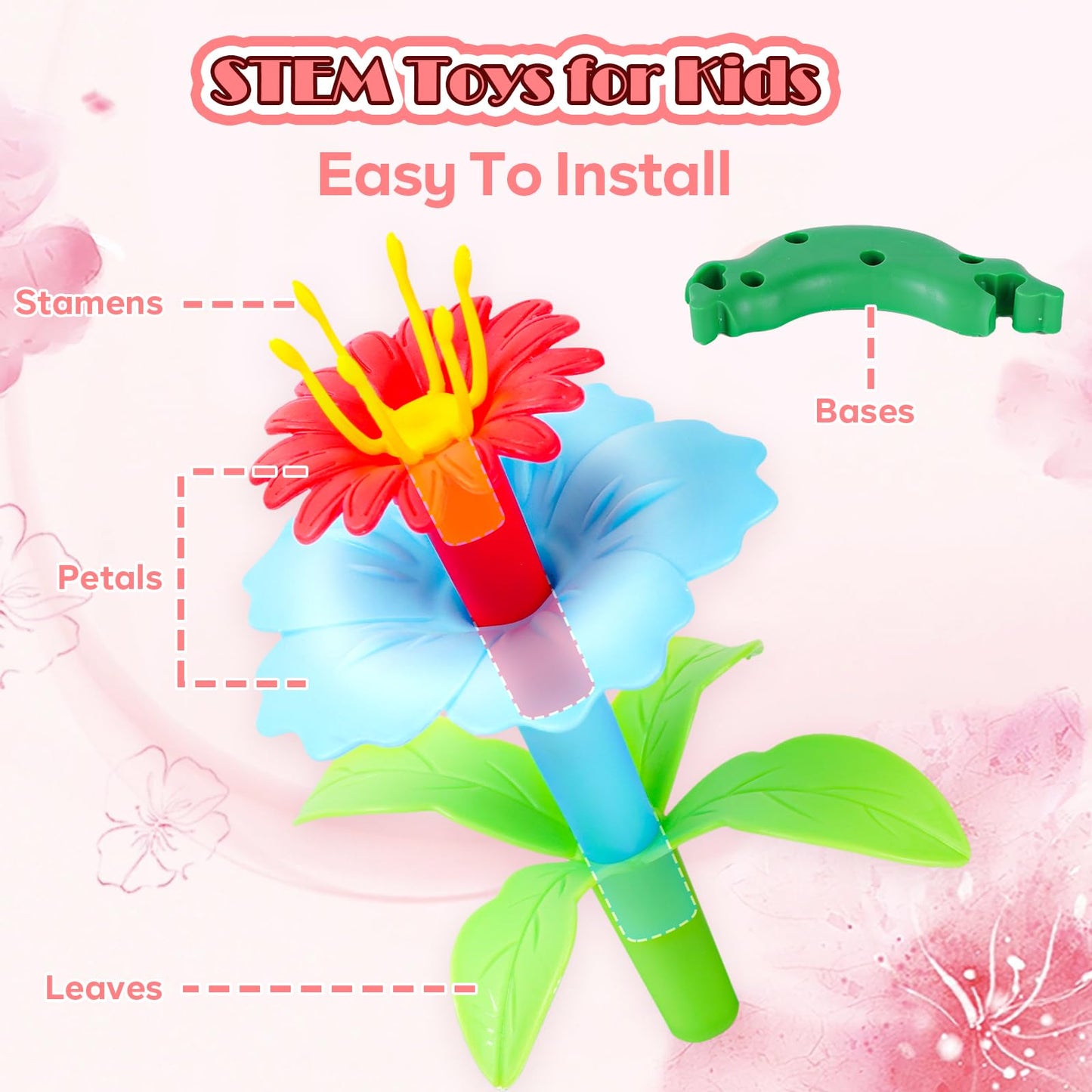 FUNZBO 99pcs Flower Garden Building Toys Set – STEM Montessori Educational Toy for Ages 3-9