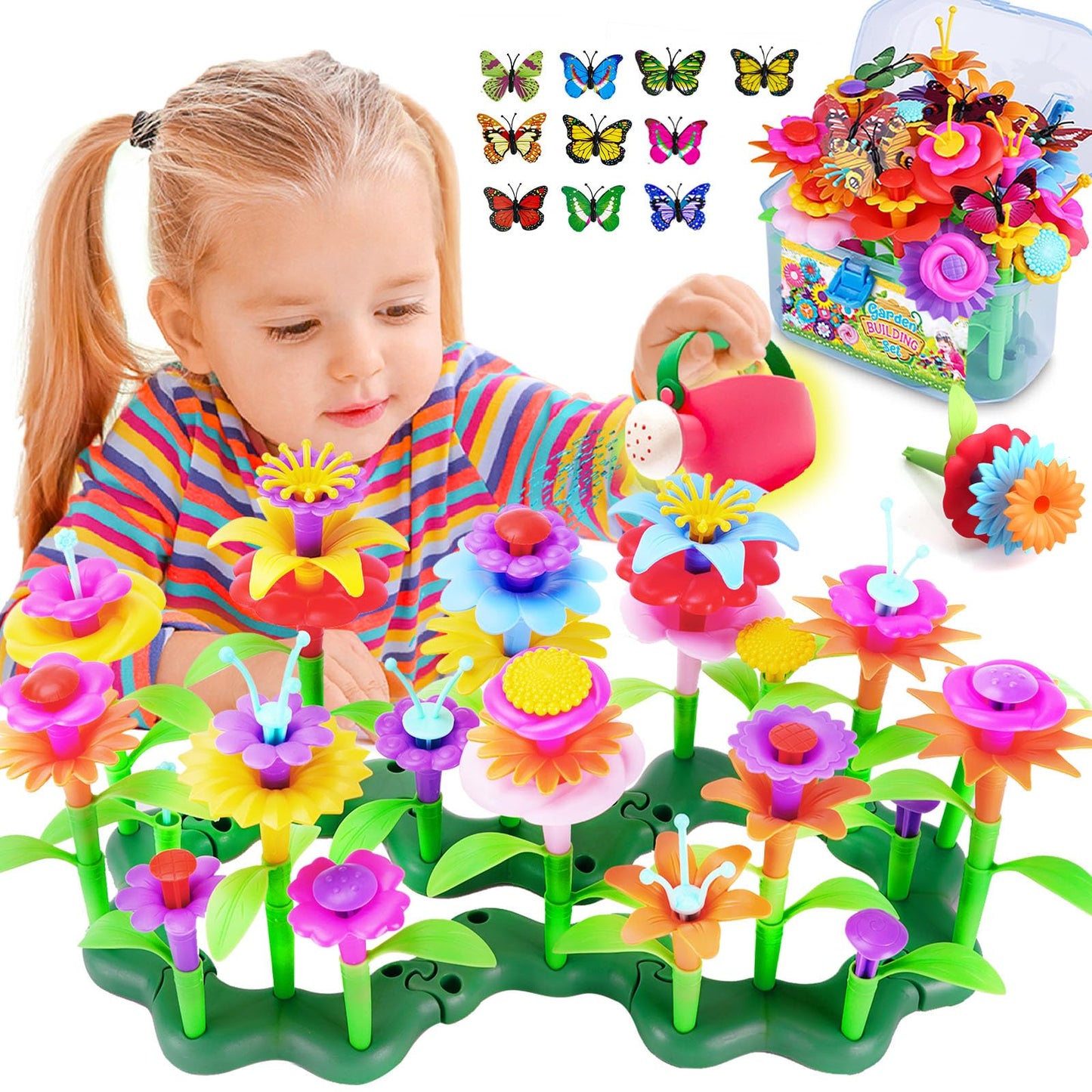 FUNZBO Flower Garden Building Toy Set - 109pcs STEM Montessori for Kids 2-8