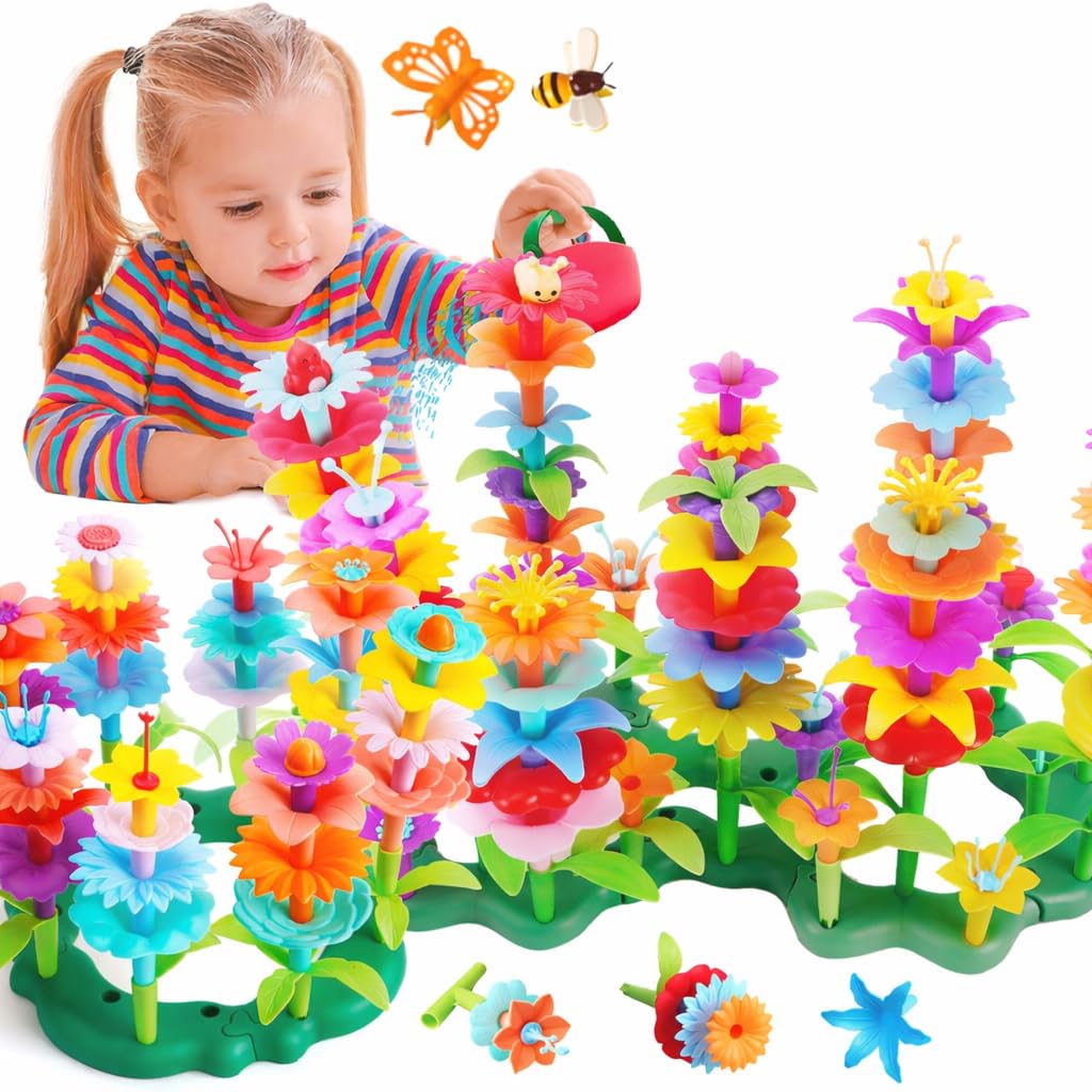FUNZBO 138pcs Flower Garden Building Set – STEM Montessori Toy for Ages 2-8