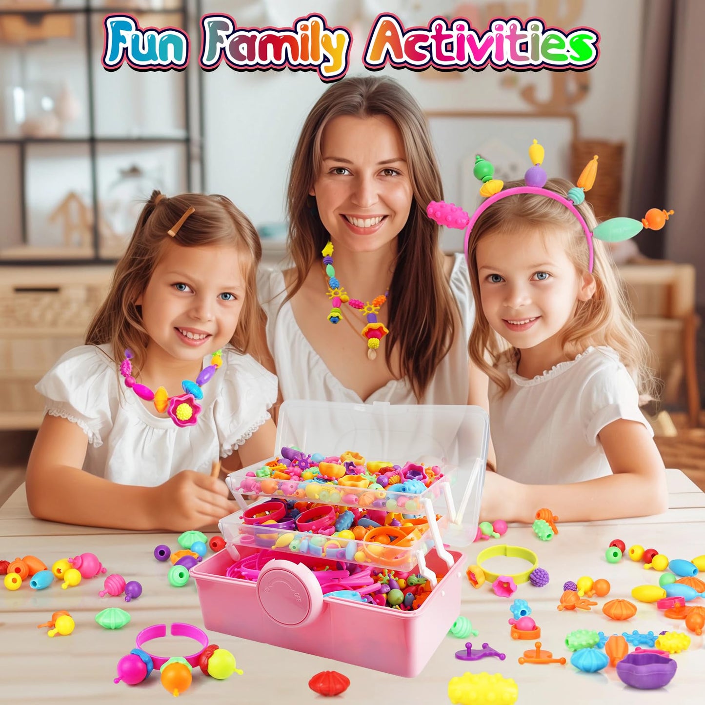 FUNZBO 850pcs Pop Beads Jewelry Making Kit for Kids - Snap, Create & Shine